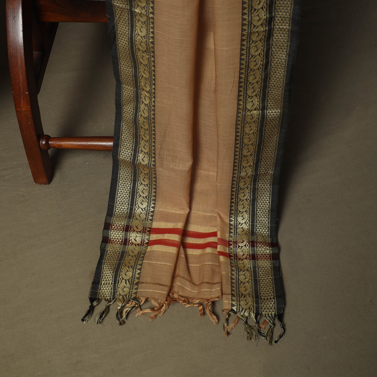 Brown - Dharwad Woven Mercerised Cotton 3pc Unstitched Dress Material Suit Set 67