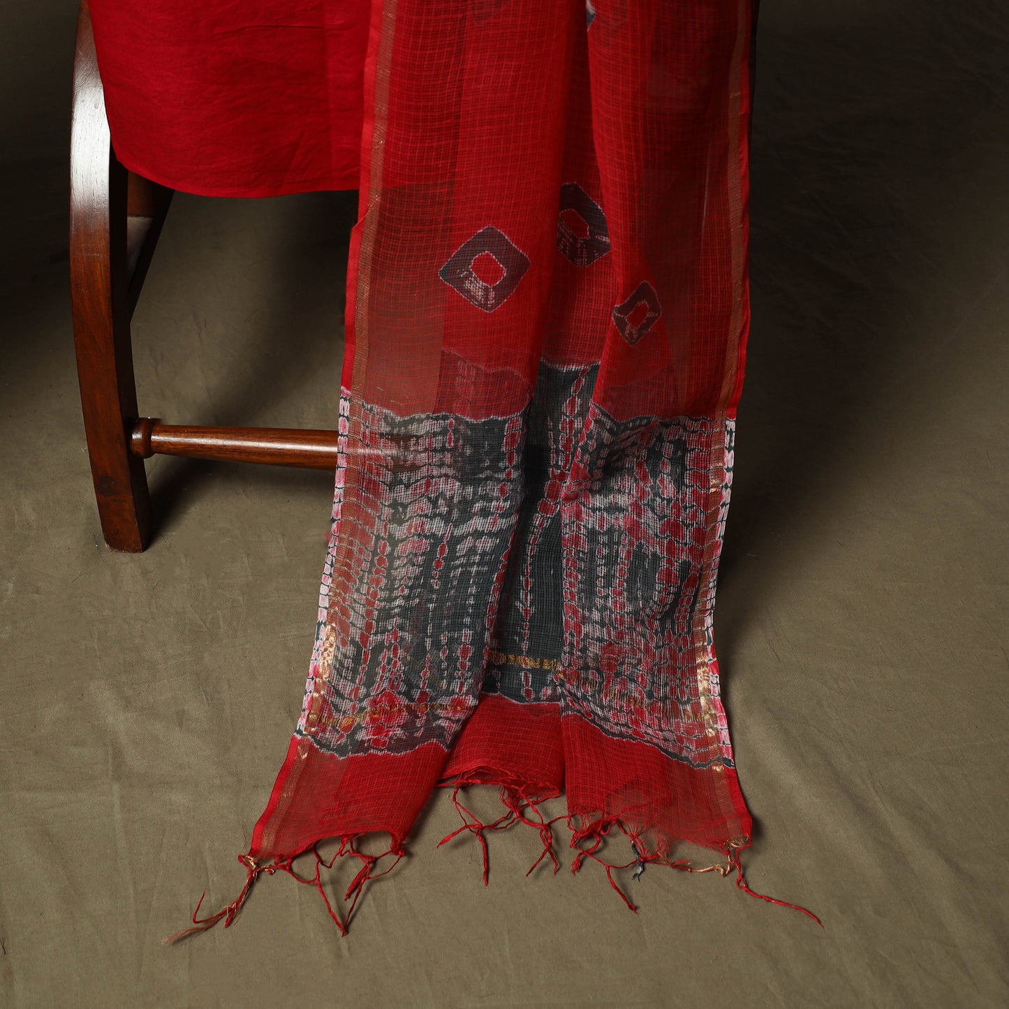 Kota Doria Cotton Shibori Tie-Dye 3pc Unstitched Dress Material 14