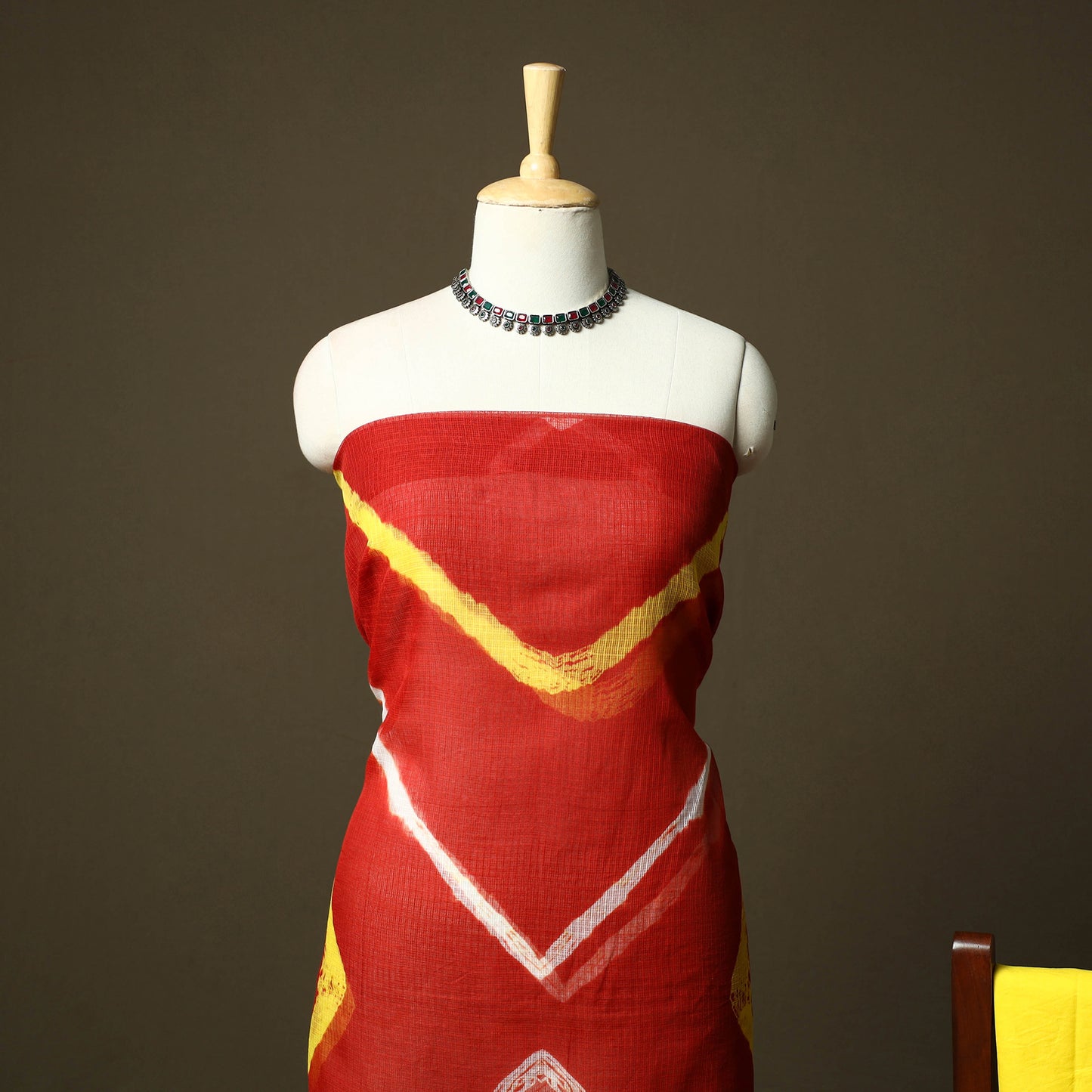 Kota Doria Cotton Shibori Tie-Dye 3pc Unstitched Dress Material 15