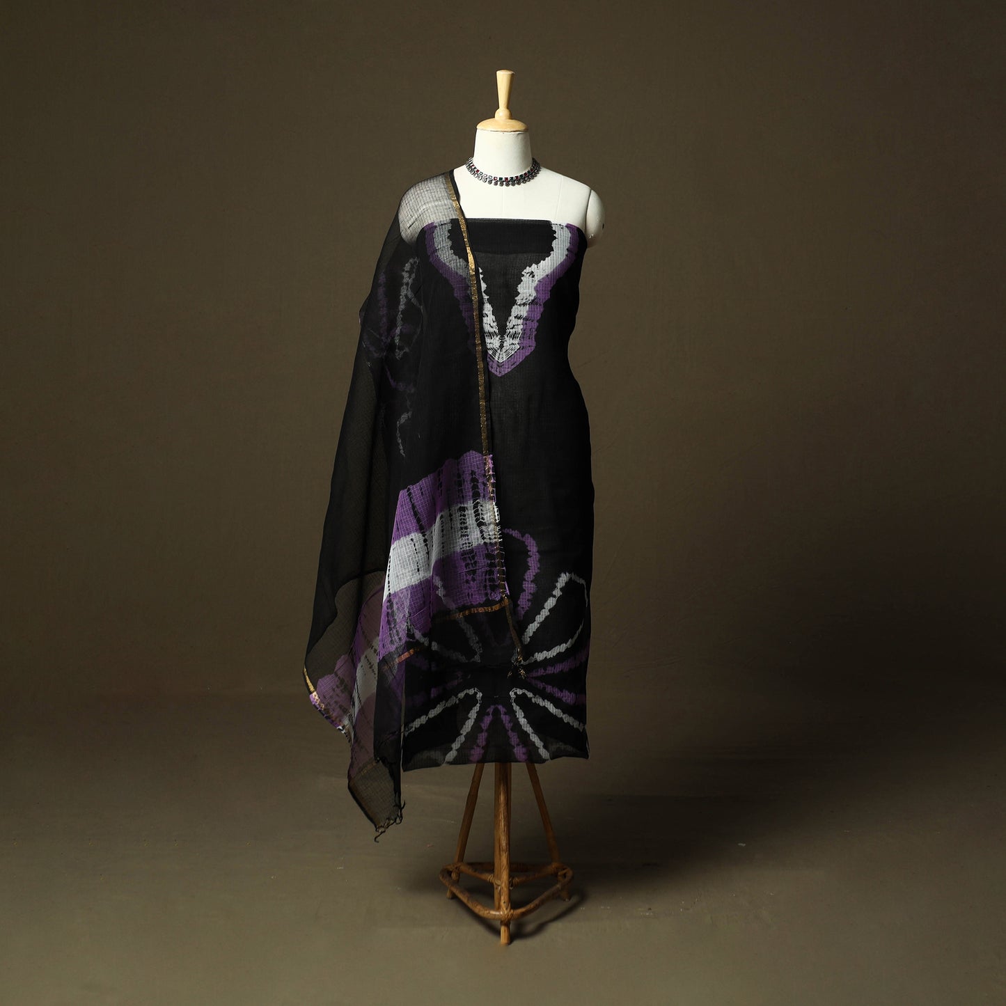 Kota Doria Cotton Shibori Tie-Dye 3pc Unstitched Dress Material 18