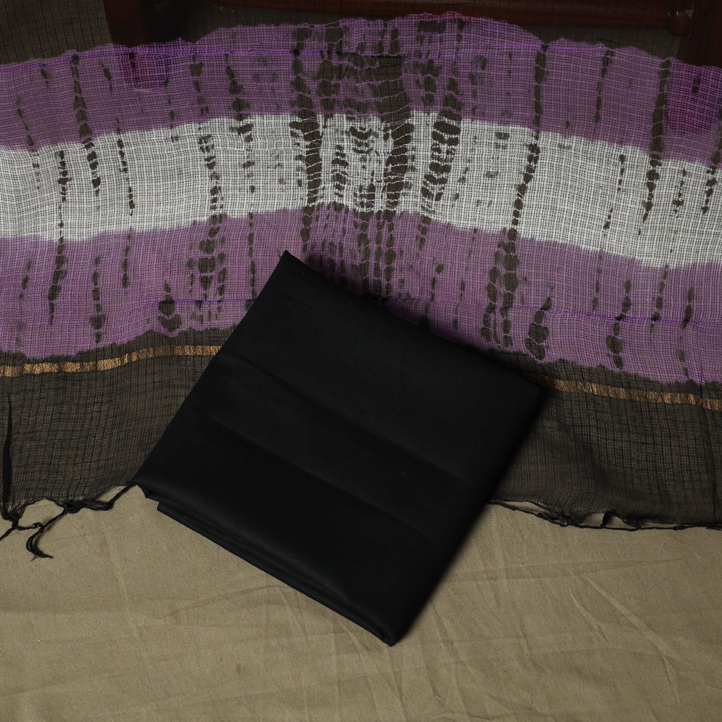 Kota Doria Cotton Shibori Tie-Dye 3pc Unstitched Dress Material 18