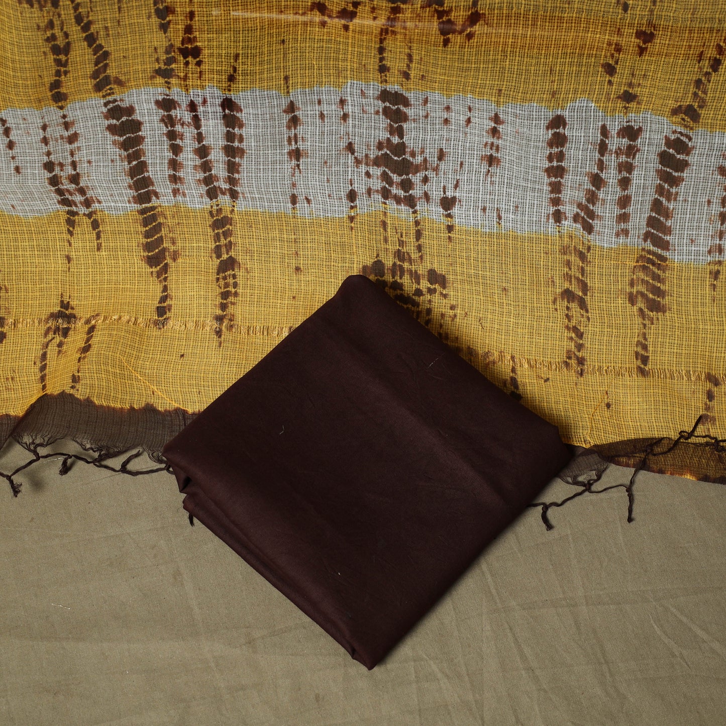 Kota Doria Cotton Shibori Tie-Dye 3pc Unstitched Dress Material 19