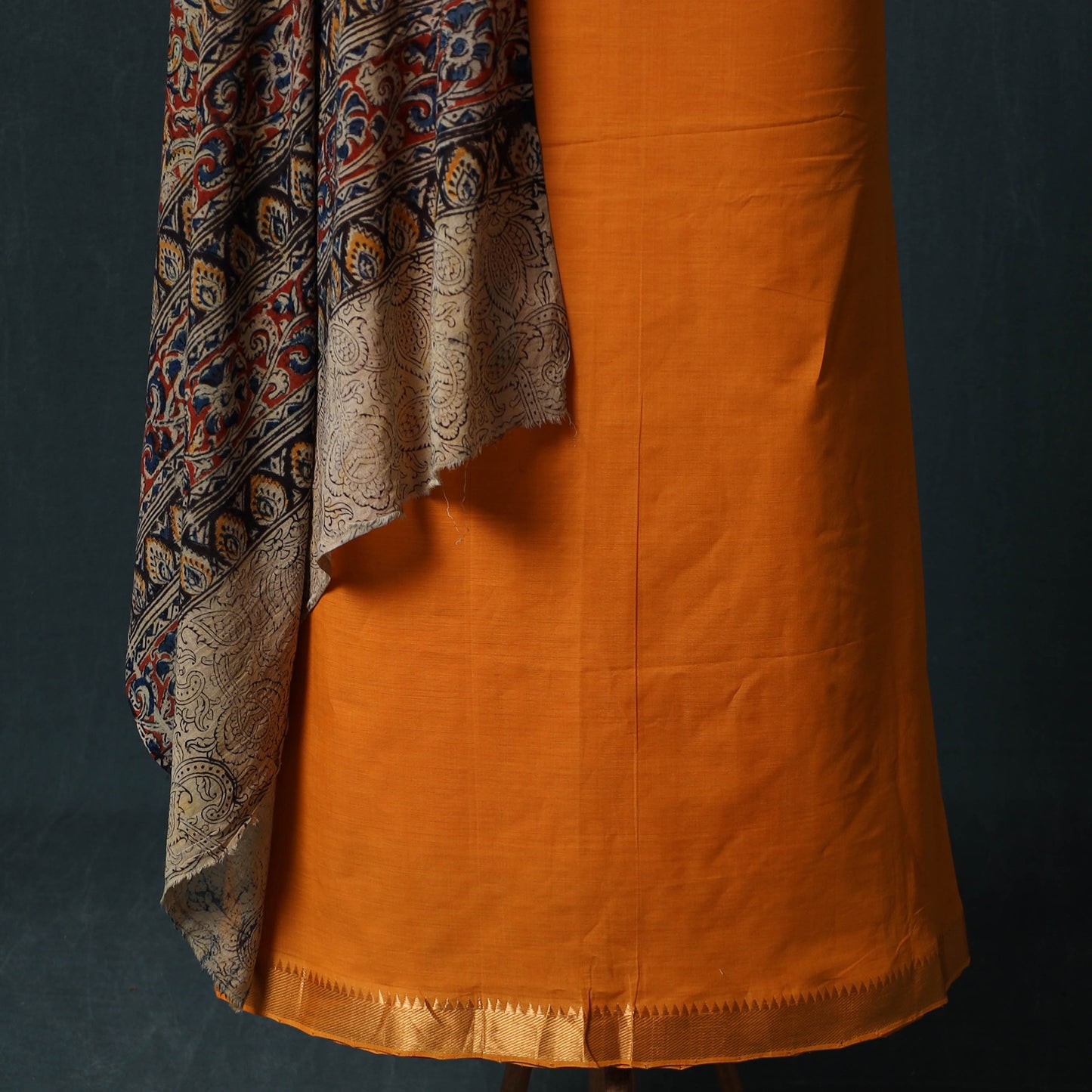 Mangalagiri Handwoven 2pc Cotton Unstitched Dress Material Kurta Set with Jewellery 07
