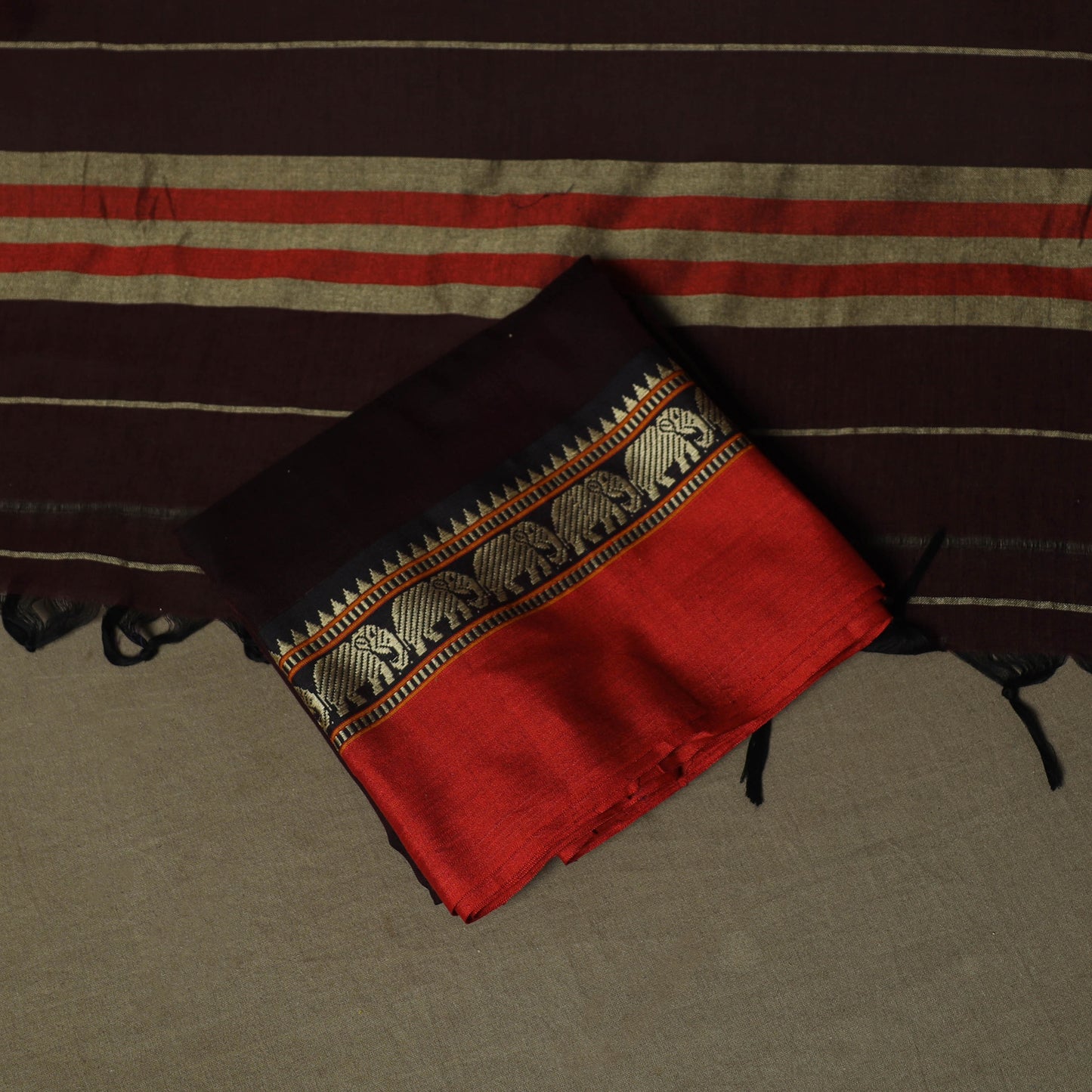 Maroon - Dharwad Woven Mercerised Cotton 3pc Unstitched Dress Material Suit Set 82