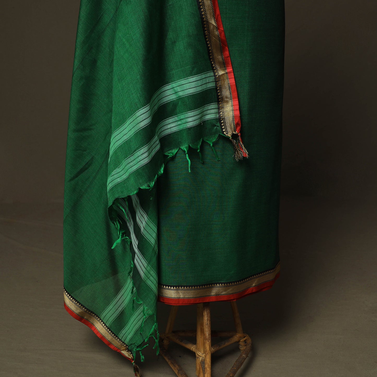 Green - Dharwad Woven Mercerised Cotton 3pc Unstitched Dress Material Suit Set 52