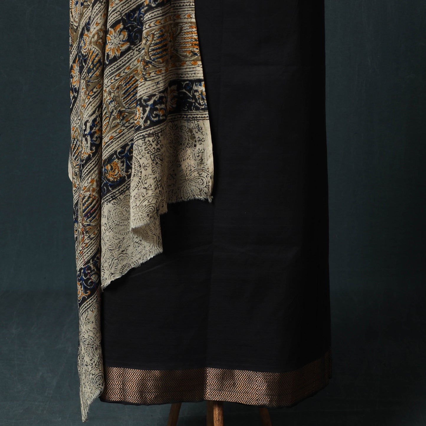 Mangalagiri Handwoven 2pc Cotton Unstitched Dress Material Kurta Set with Jewellery 11