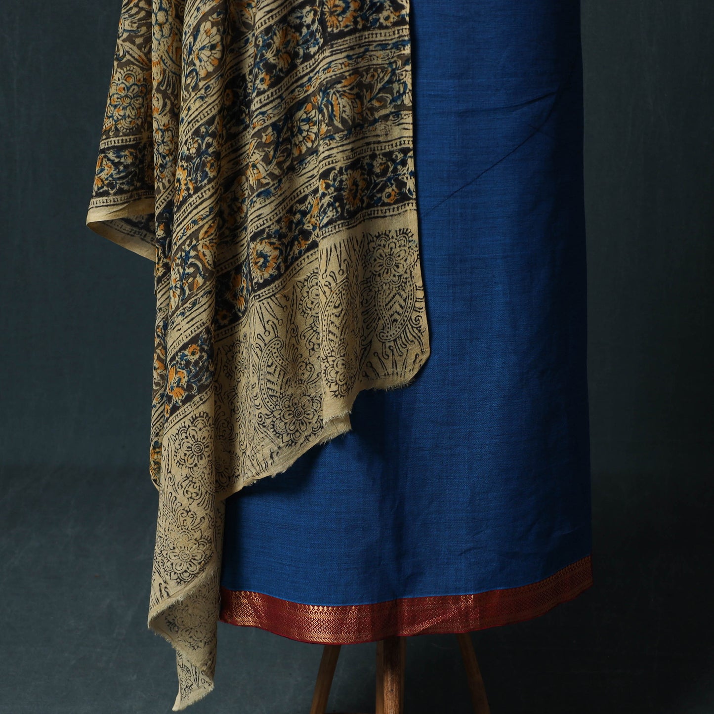 Mangalagiri Handwoven 2pc Cotton Unstitched Dress Material Kurta Set with Jewellery 15