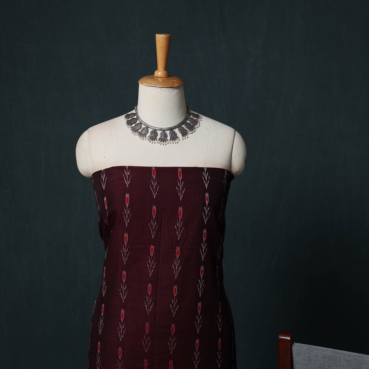 Handloom Cotton 3pc Unstitched Sambalpuri Ikat Dress Material Suit Set 04
