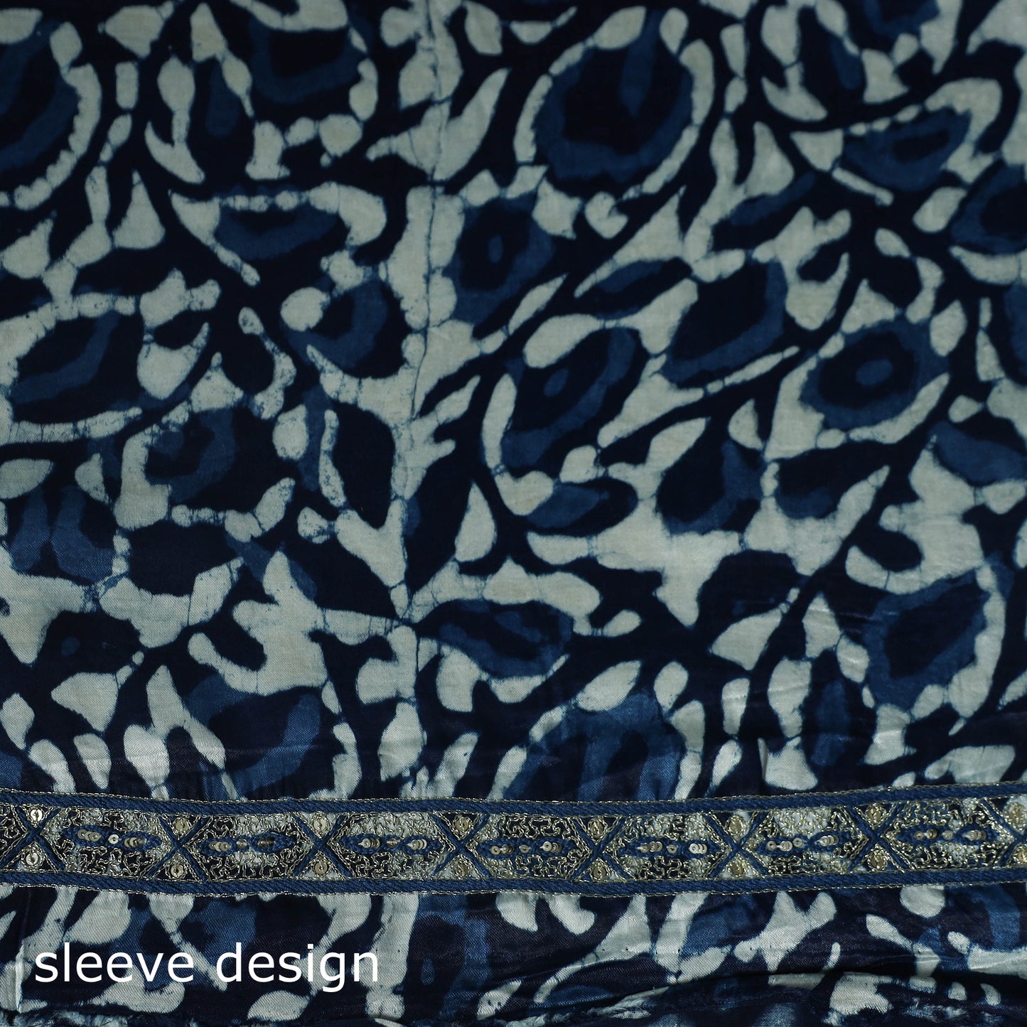 Blue - Bagru Vanaspati Block Print Modal Silk Lace Handwork 2pc Unstitched Dress Material Kurta Set 09