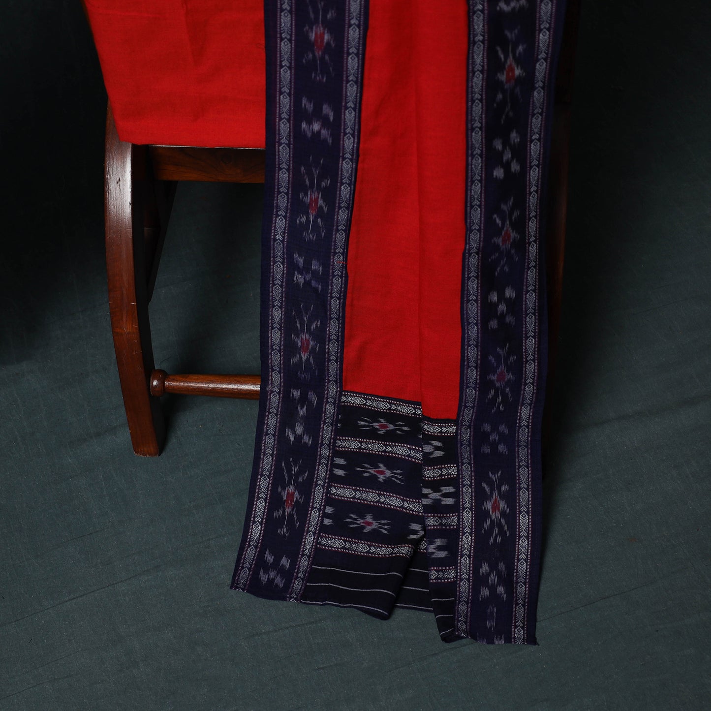 Handloom Cotton 3pc Unstitched Sambalpuri Ikat Dress Material Suit Set 08