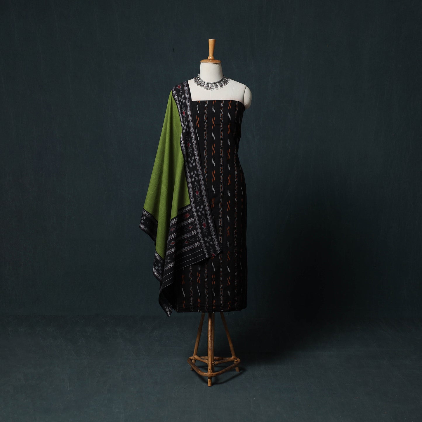 Handloom Cotton 3pc Unstitched Sambalpuri Ikat Dress Material Suit Set 12