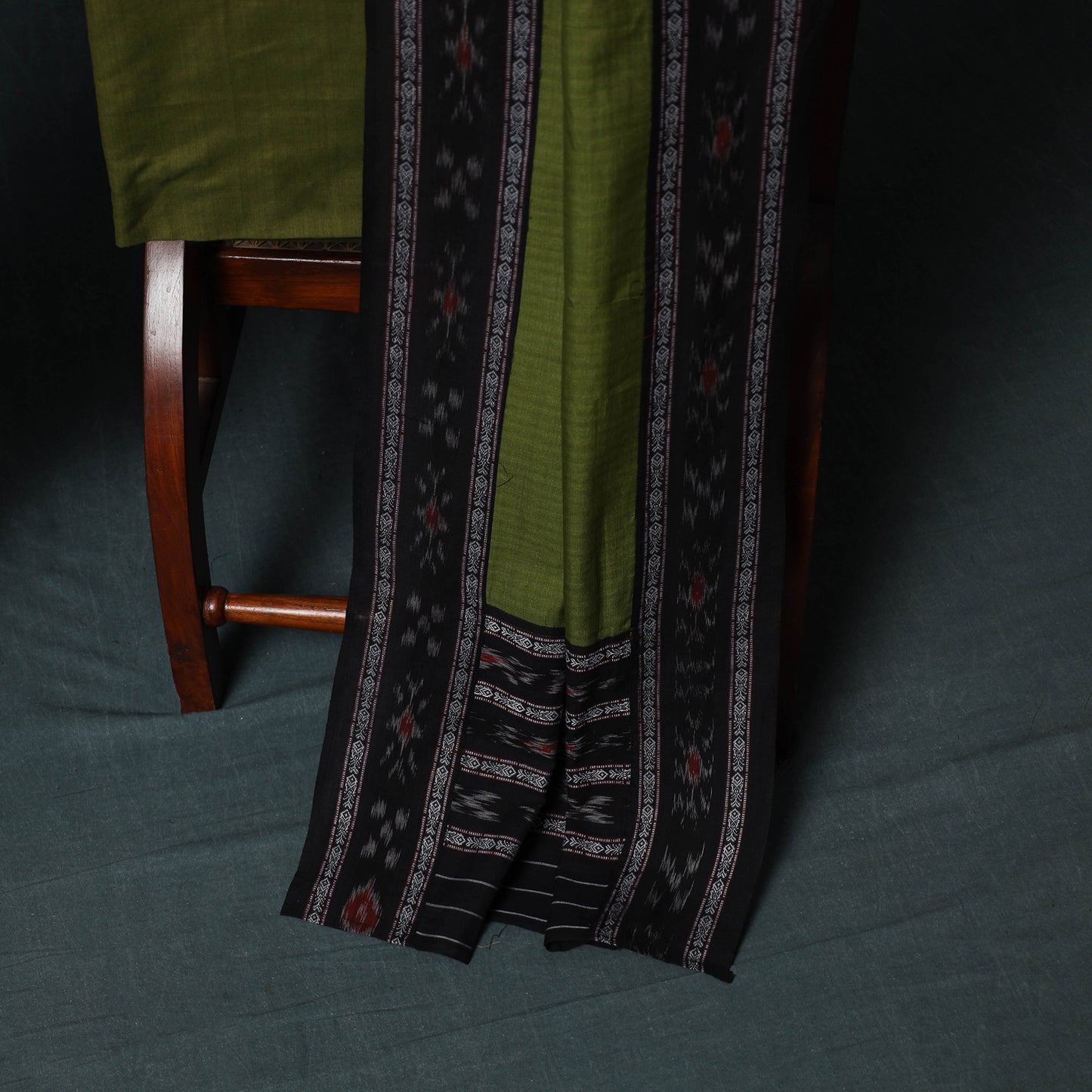 Handloom Cotton 3pc Unstitched Sambalpuri Ikat Dress Material Suit Set 16
