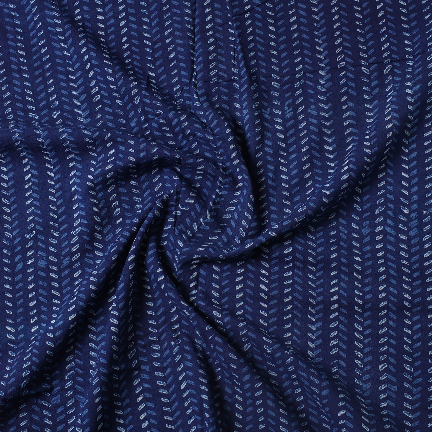 Blue - Indigo Bagru Dabu Block Printed Cotton Precut Fabric (2 meter) 46