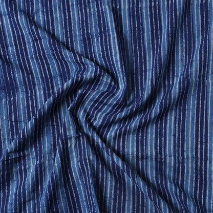 Blue - Indigo Bagru Dabu Block Printed Cotton Precut Fabric (2 meter) 48
