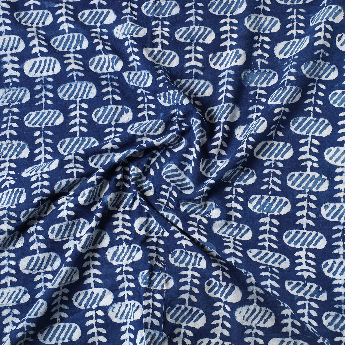 Blue - Indigo Bagru Dabu Block Printed Cotton Precut Fabric (2.1 meter) 49