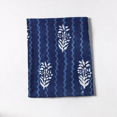 Blue - Indigo Bagru Dabu Block Printed Cotton Precut Fabric (1.9 meter) 51