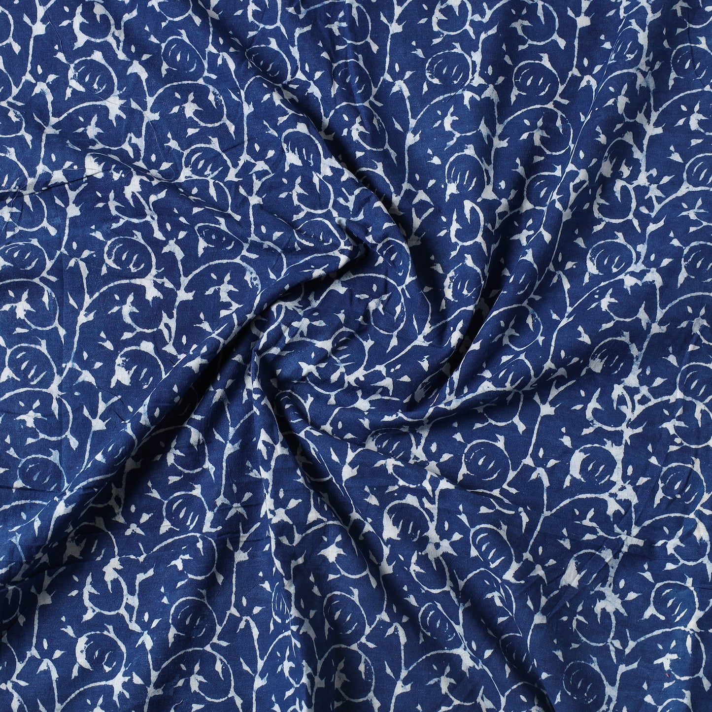 Blue - Indigo Bagru Dabu Block Printed Cotton Precut Fabric (2 meter) 52