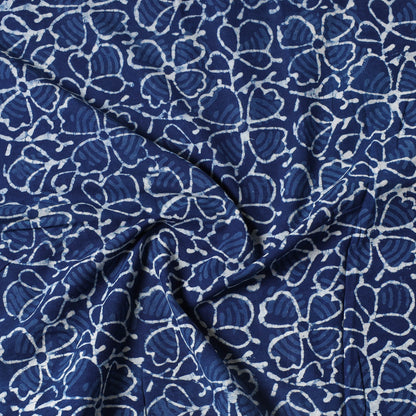 Blue - Indigo Bagru Dabu Block Printed Cotton Precut Fabric (2.6 meter) 54