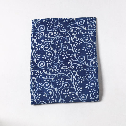 Blue - Indigo Bagru Dabu Block Printed Cotton Precut Fabric (1.35 meter) 55