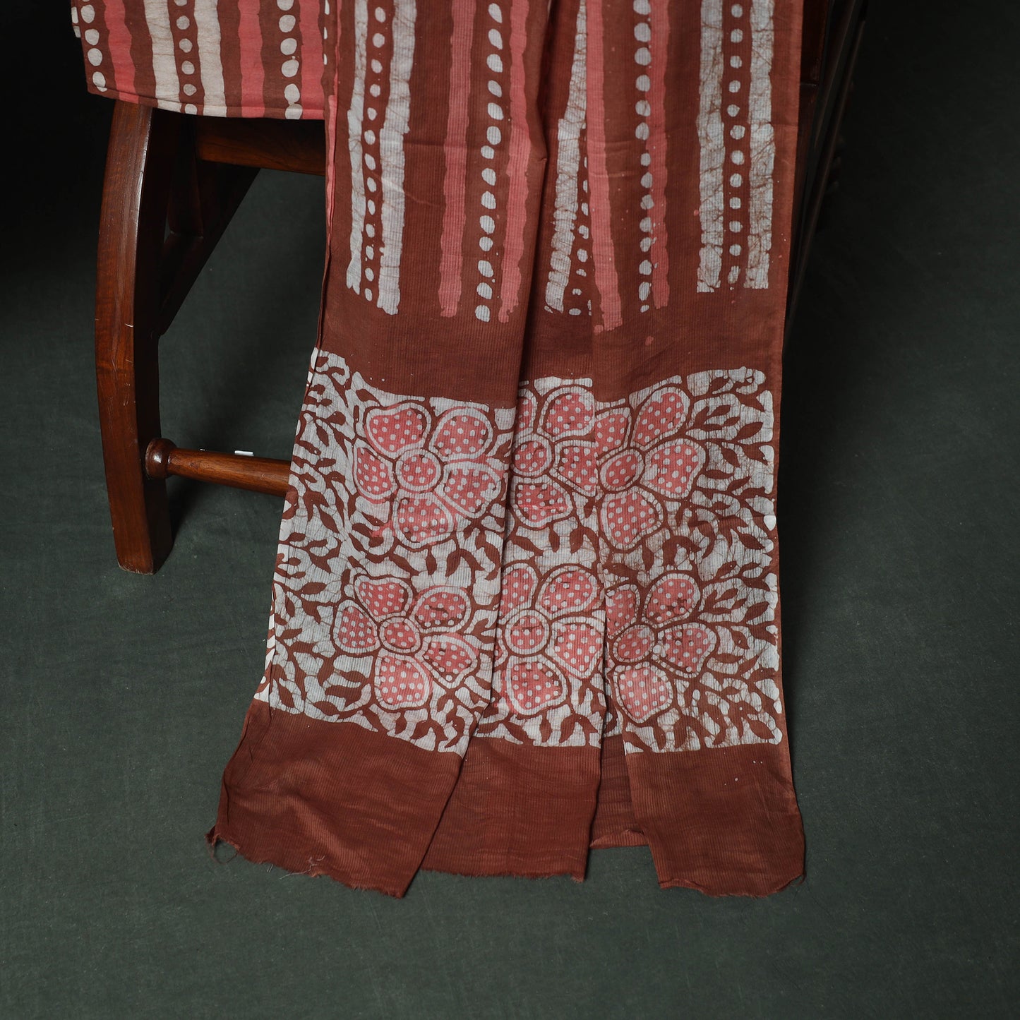 Hand Block Kutch Batik Print Cotton 3pc Unstitched Dress Material Suit Set 07