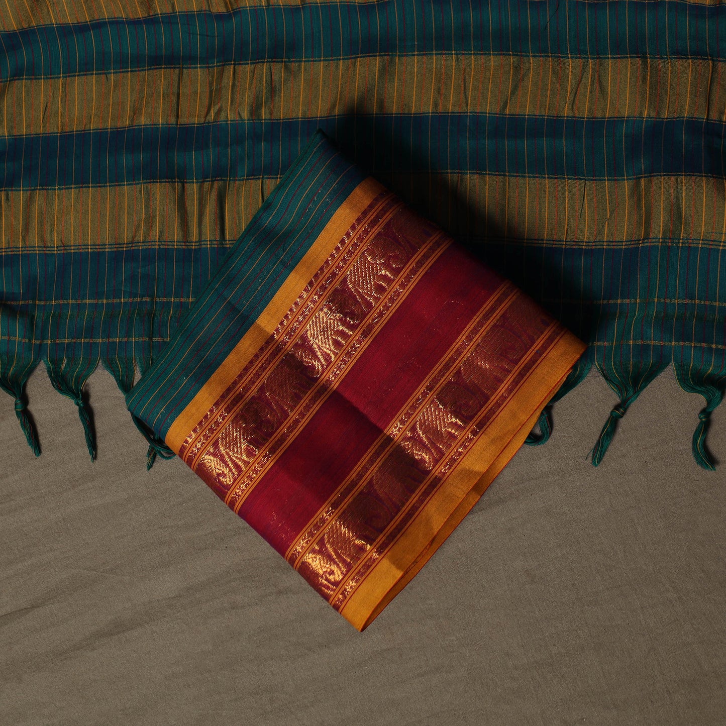 Dharwad Cotton 3pc Unstitched Dress Material Suit Set with Woven Border 85