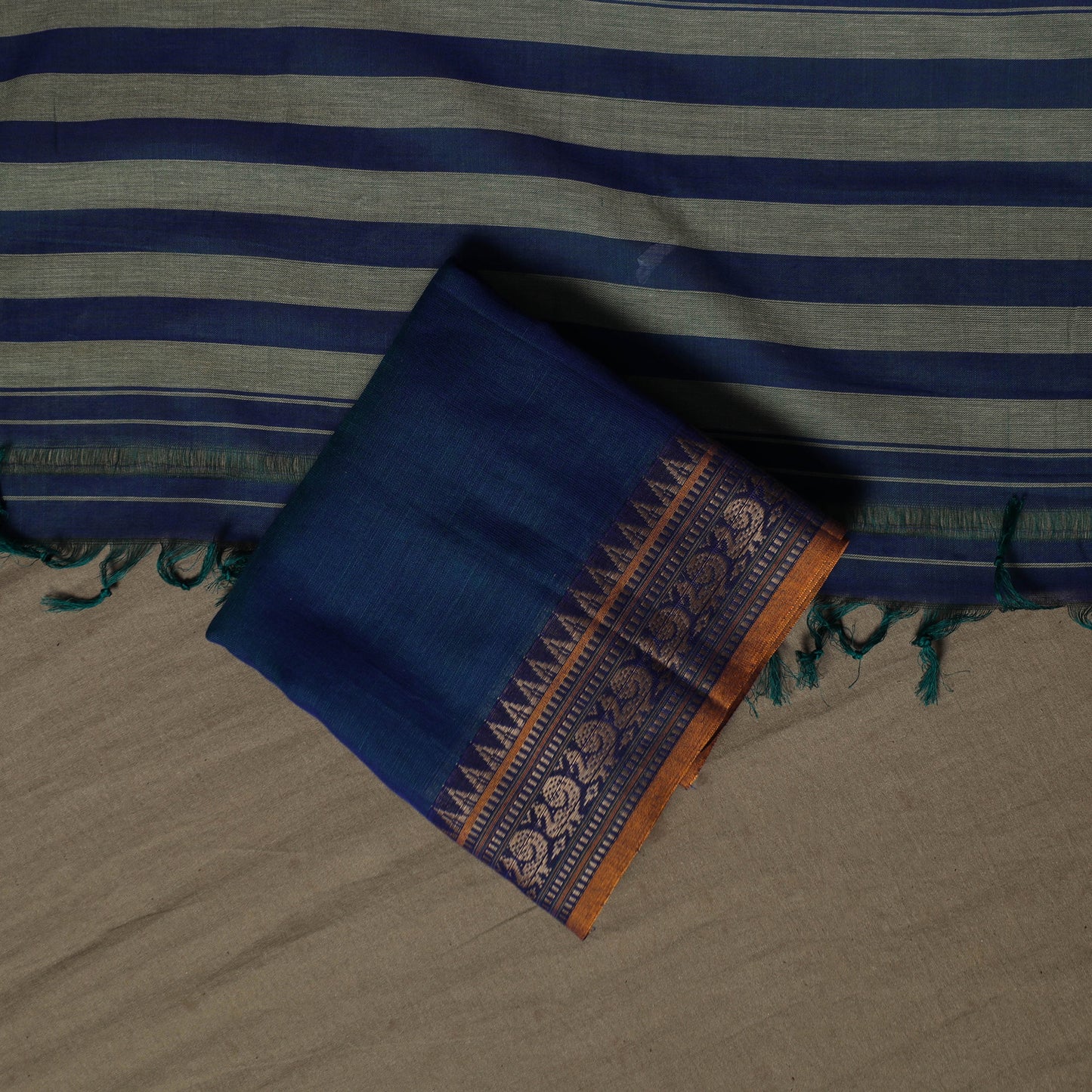 Dharwad Cotton 3pc Unstitched Dress Material Suit Set with Woven Border 84