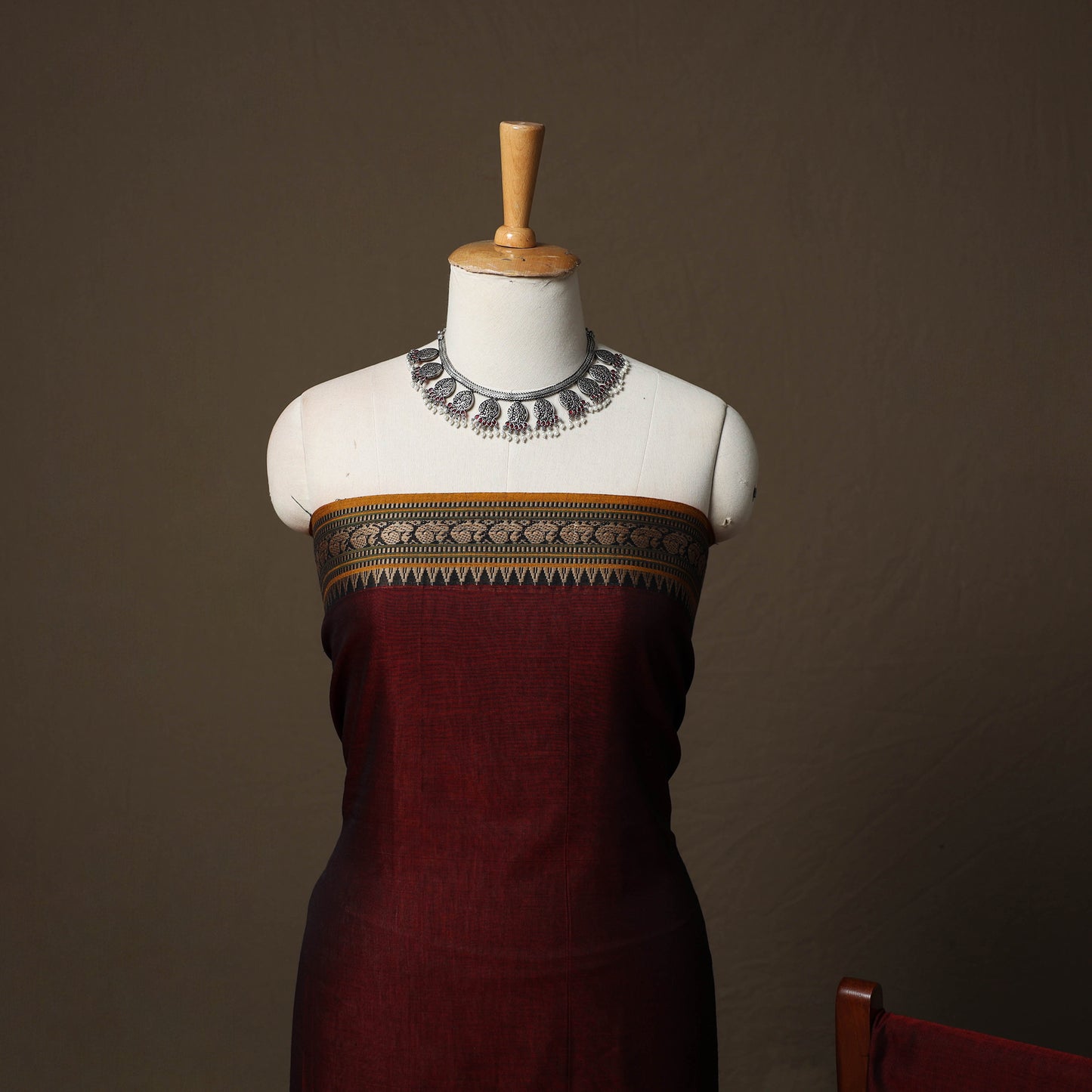 Dharwad Cotton 3pc Unstitched Dress Material Suit Set with Woven Border 83