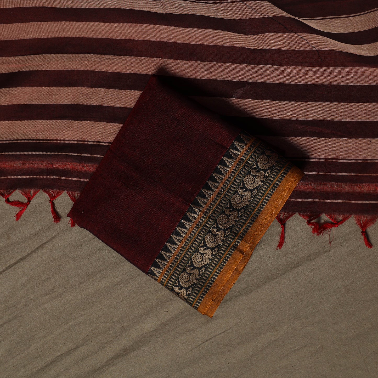 Dharwad Cotton 3pc Unstitched Dress Material Suit Set with Woven Border 83