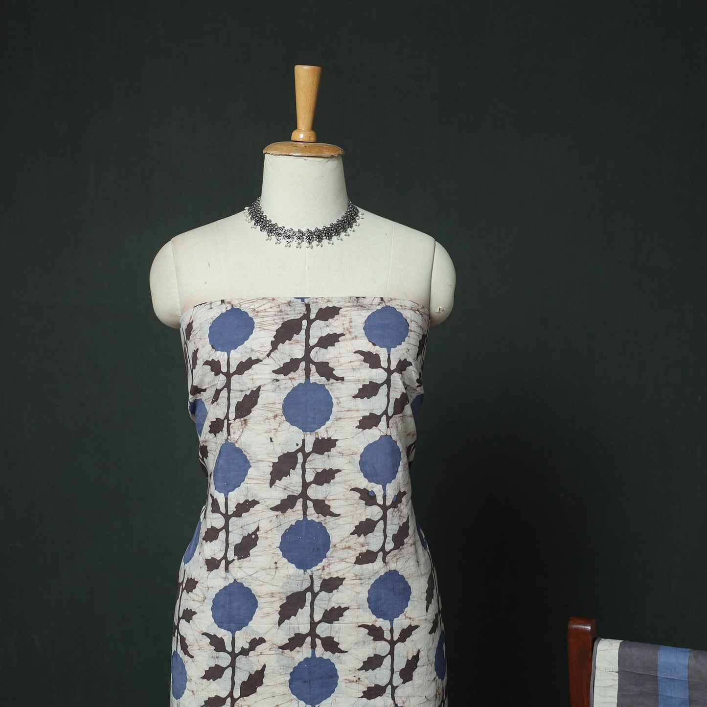 Hand Block Kutch Batik Print Cotton 3pc Unstitched Dress Material Suit Set 05