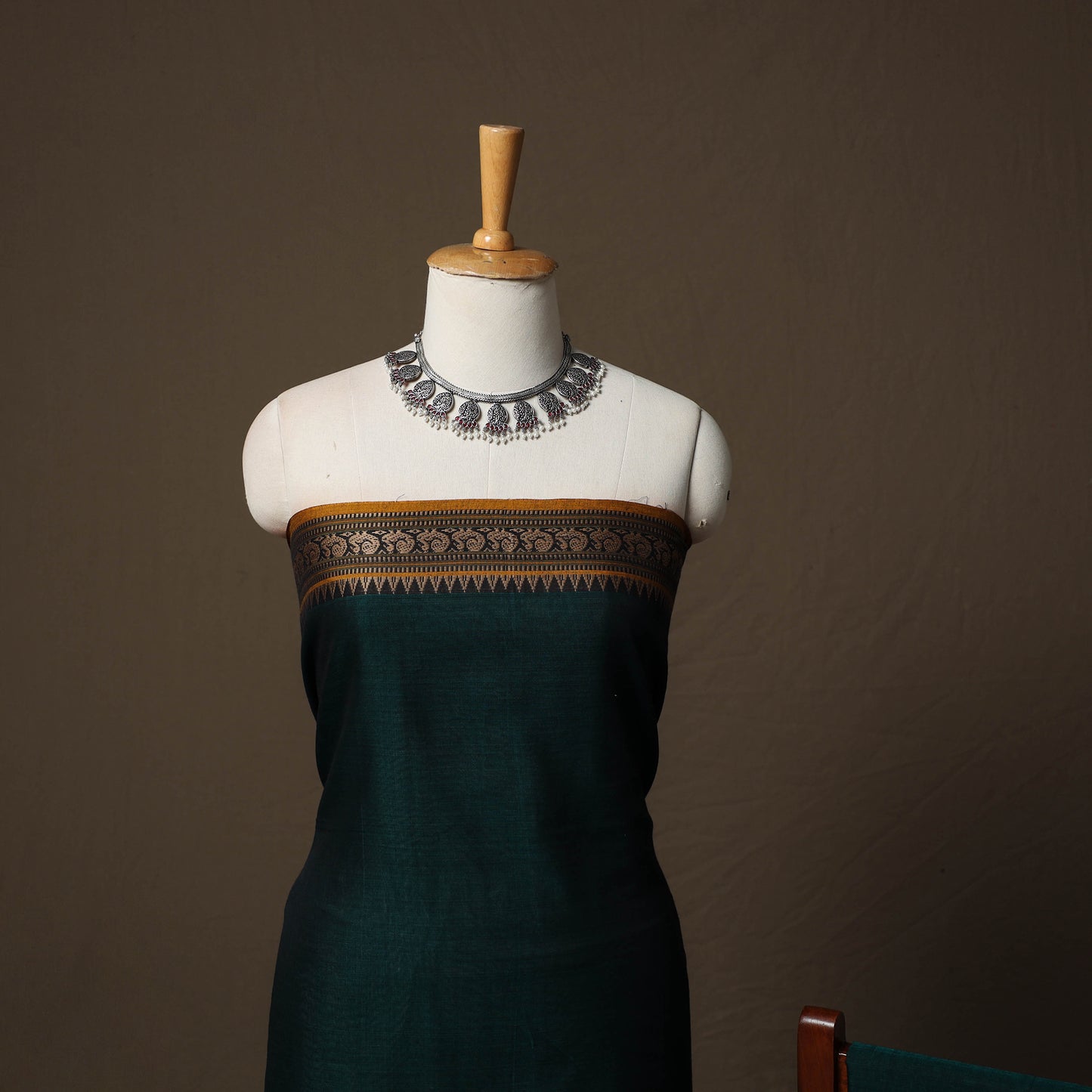 Dharwad Cotton 3pc Unstitched Dress Material Suit Set with Woven Border 82