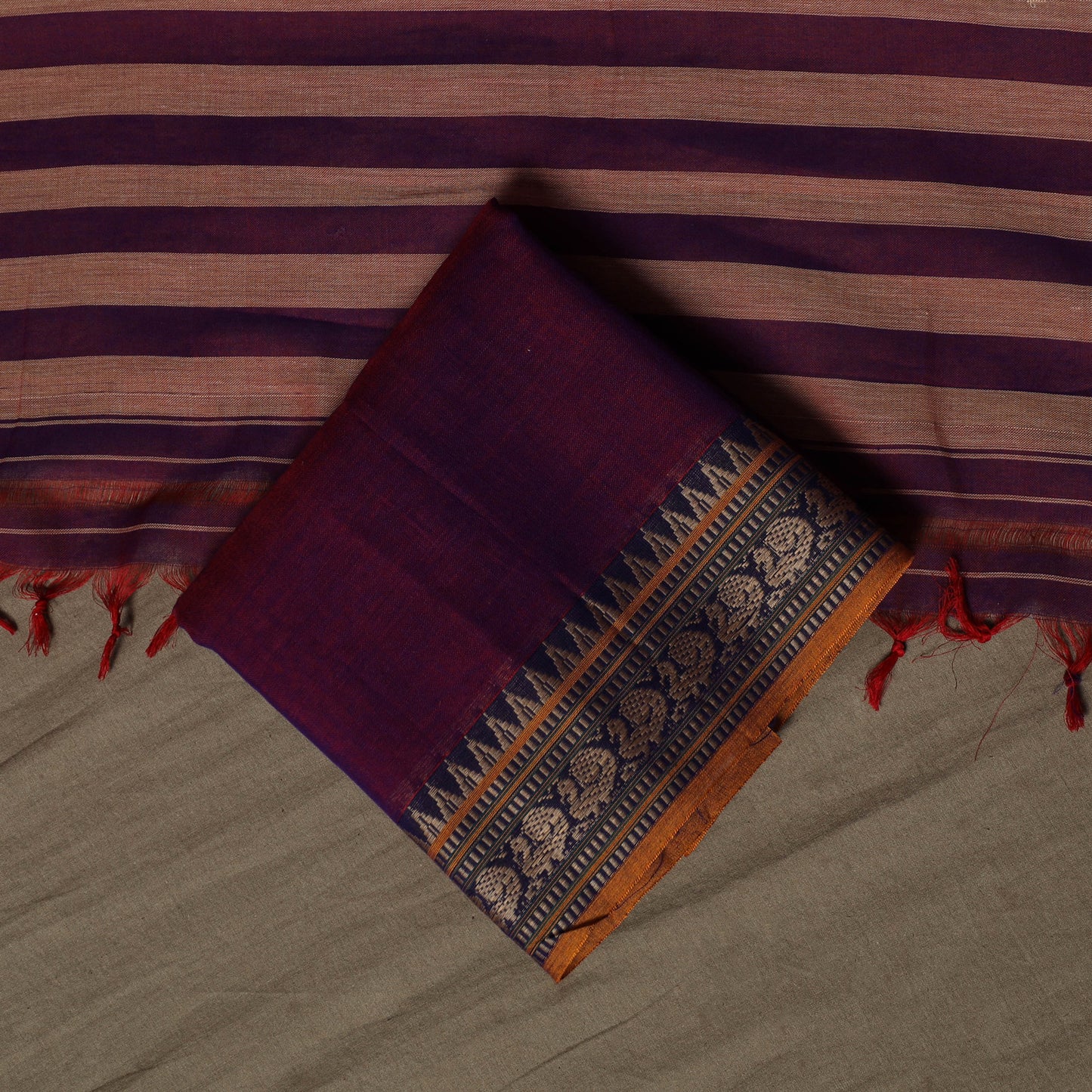 Dharwad Cotton 3pc Unstitched Dress Material Suit Set with Woven Border 81