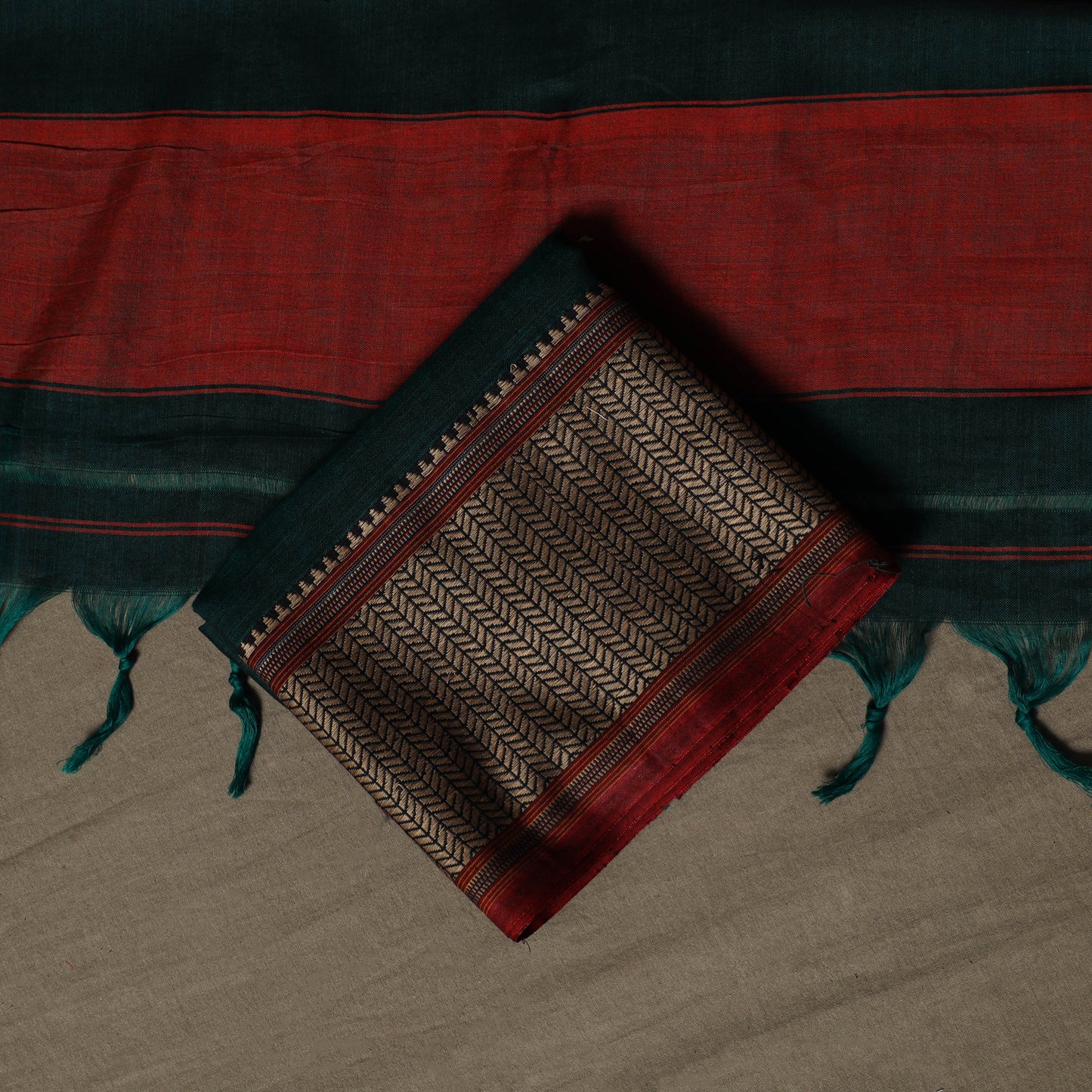 Dharwad Cotton 3pc Unstitched Dress Material Suit Set with Woven Border 76