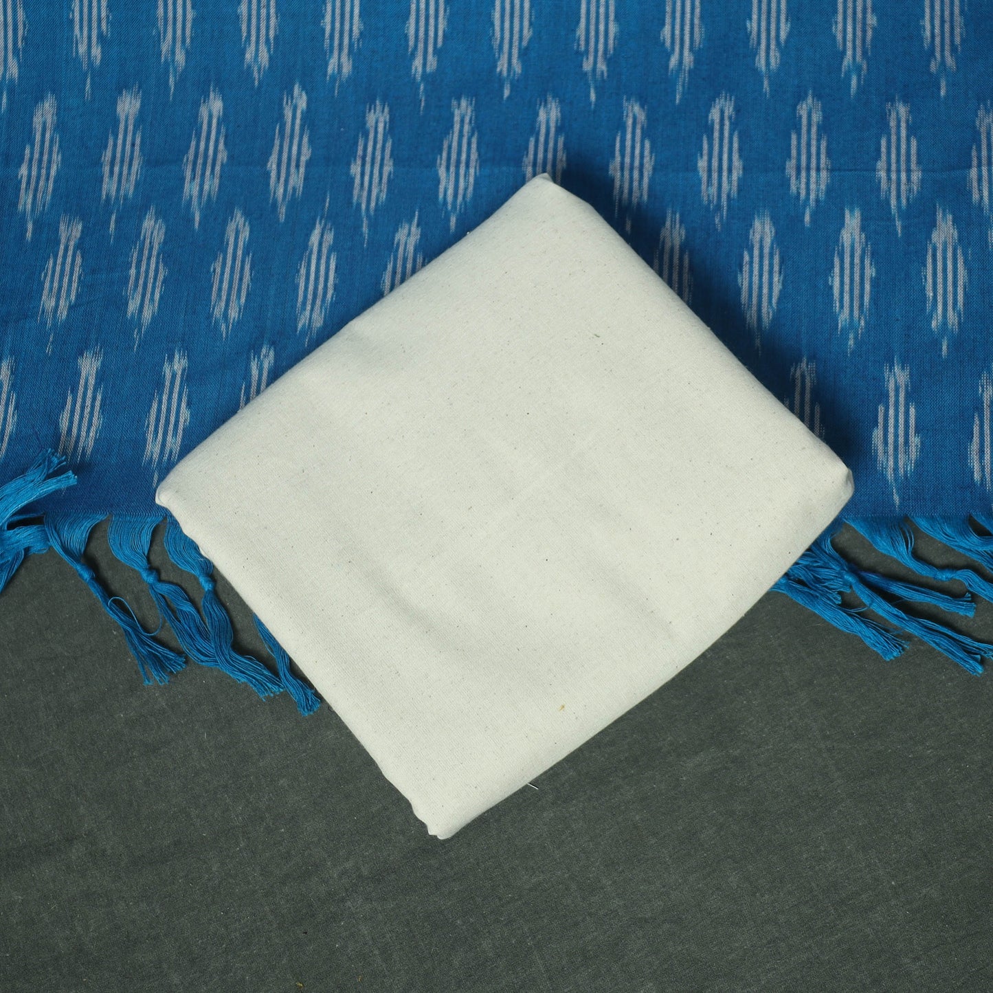 Pochampally Ikat Woven Cotton 3pc Unstitched Dress Material Suit Set 04