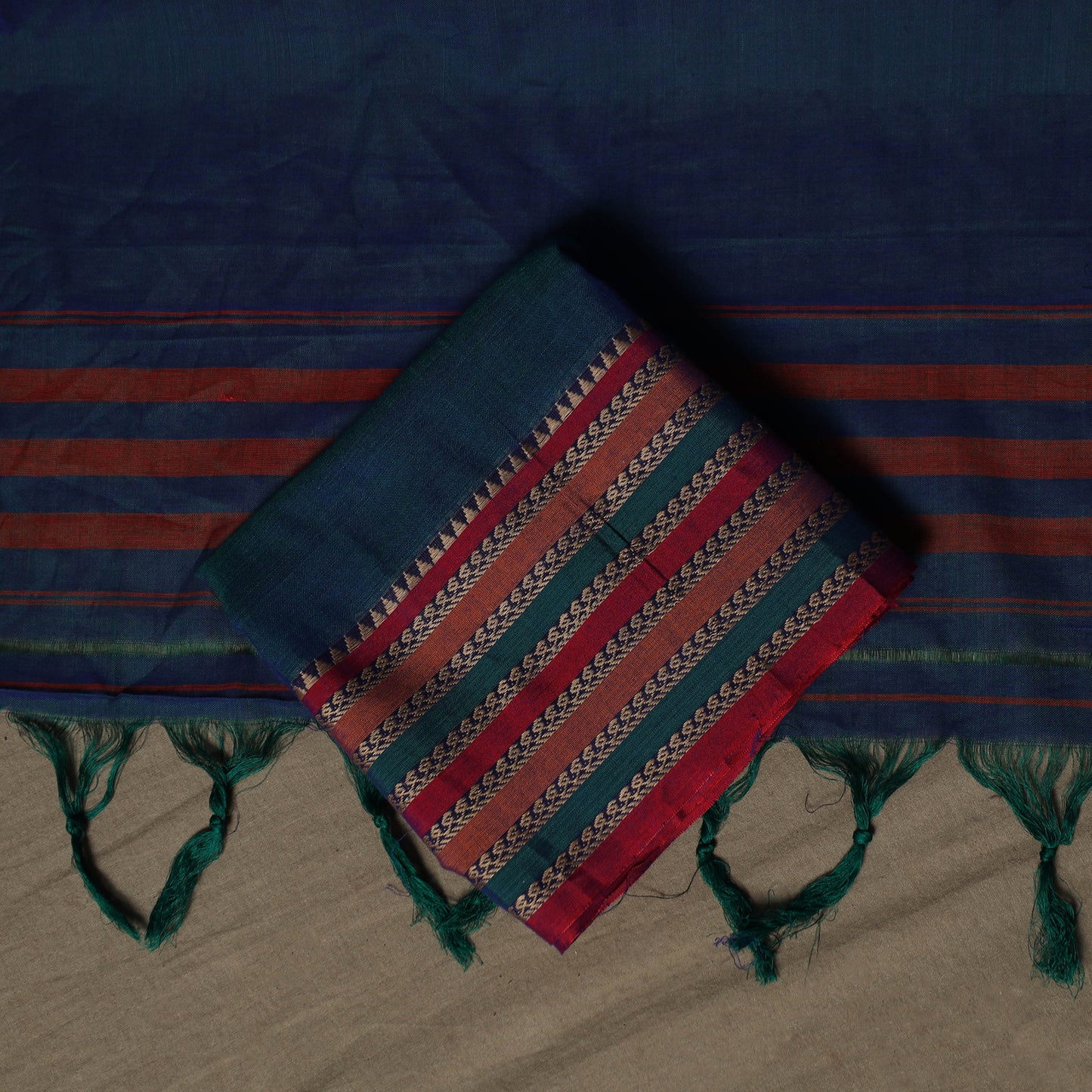 Dharwad Cotton 3pc Unstitched Dress Material Suit Set with Woven Border 69