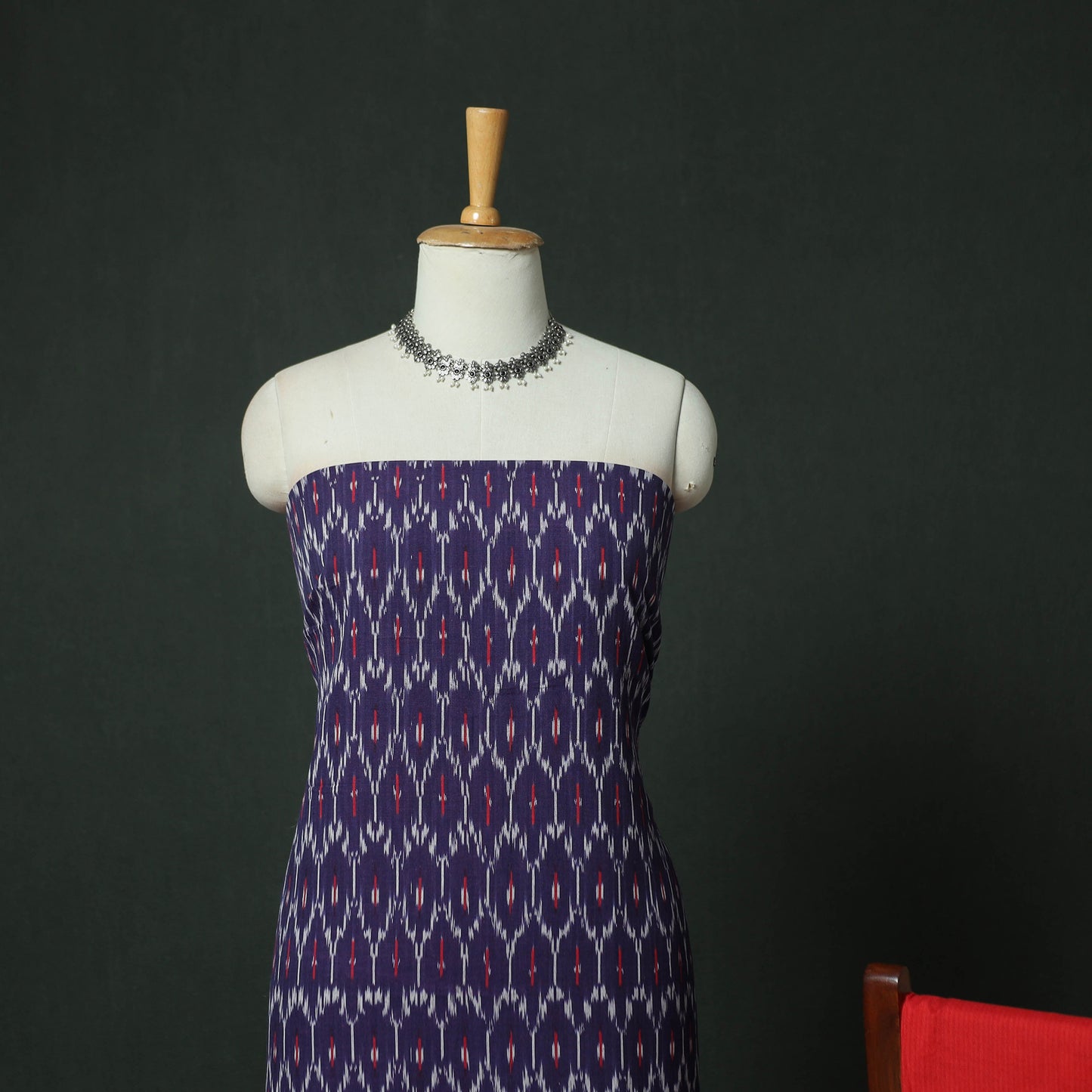 Pochampally Ikat Woven Cotton 3pc Unstitched Dress Material Suit Set 09