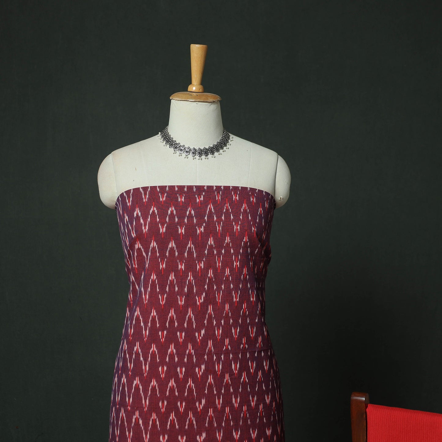 Pochampally Ikat Woven Cotton 3pc Unstitched Dress Material Suit Set 11