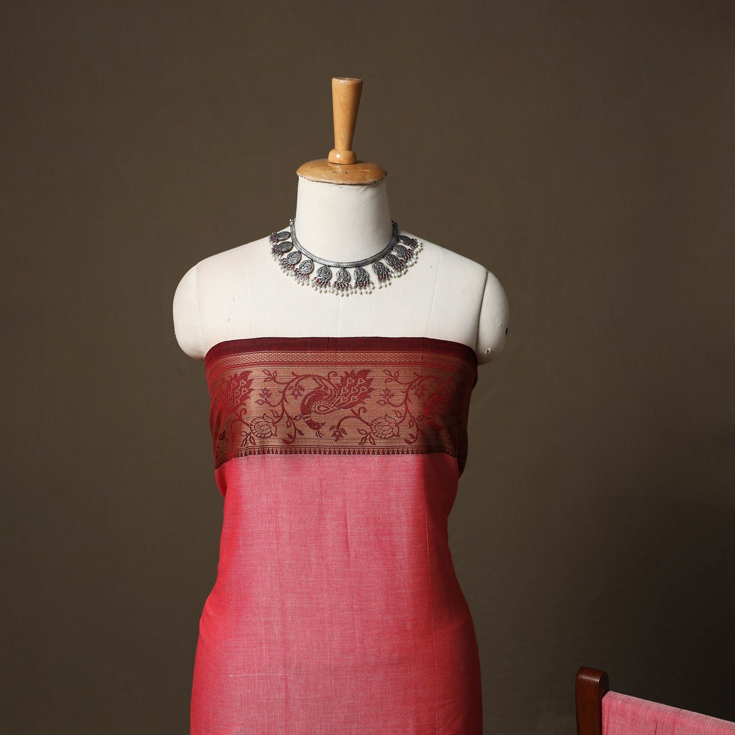Dharwad Cotton 3pc Unstitched Dress Material Suit Set with Woven Border 65
