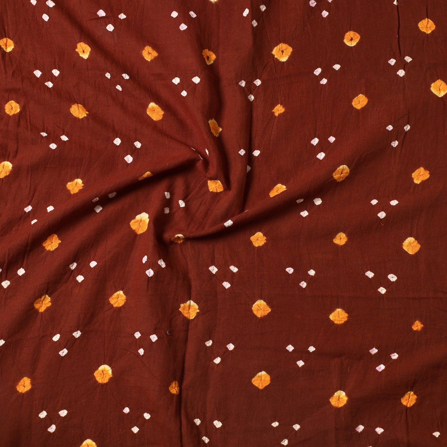 Brown - Kutch Bandhani Tie-Dye Mul Cotton Precut Fabric (0.6 meter) 32