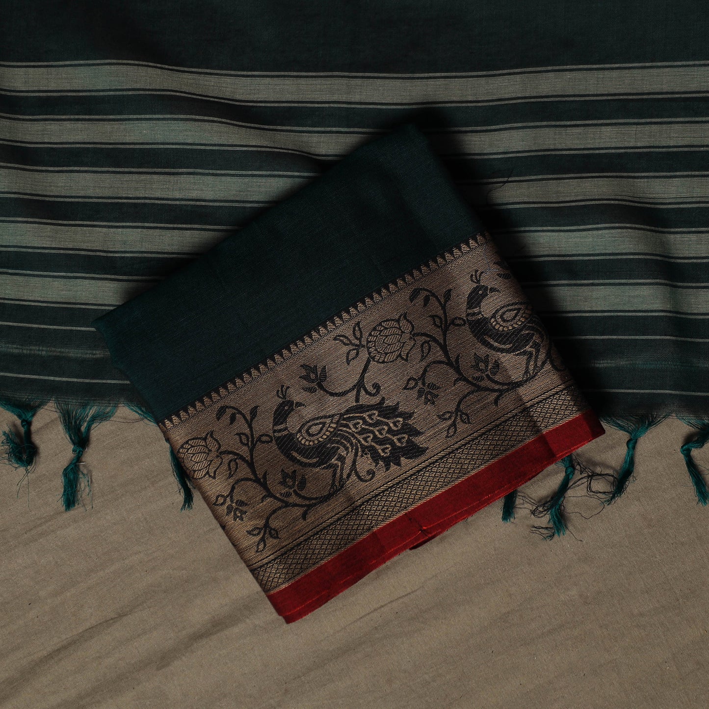 Dharwad Cotton 3pc Unstitched Dress Material Suit Set with Woven Border 63