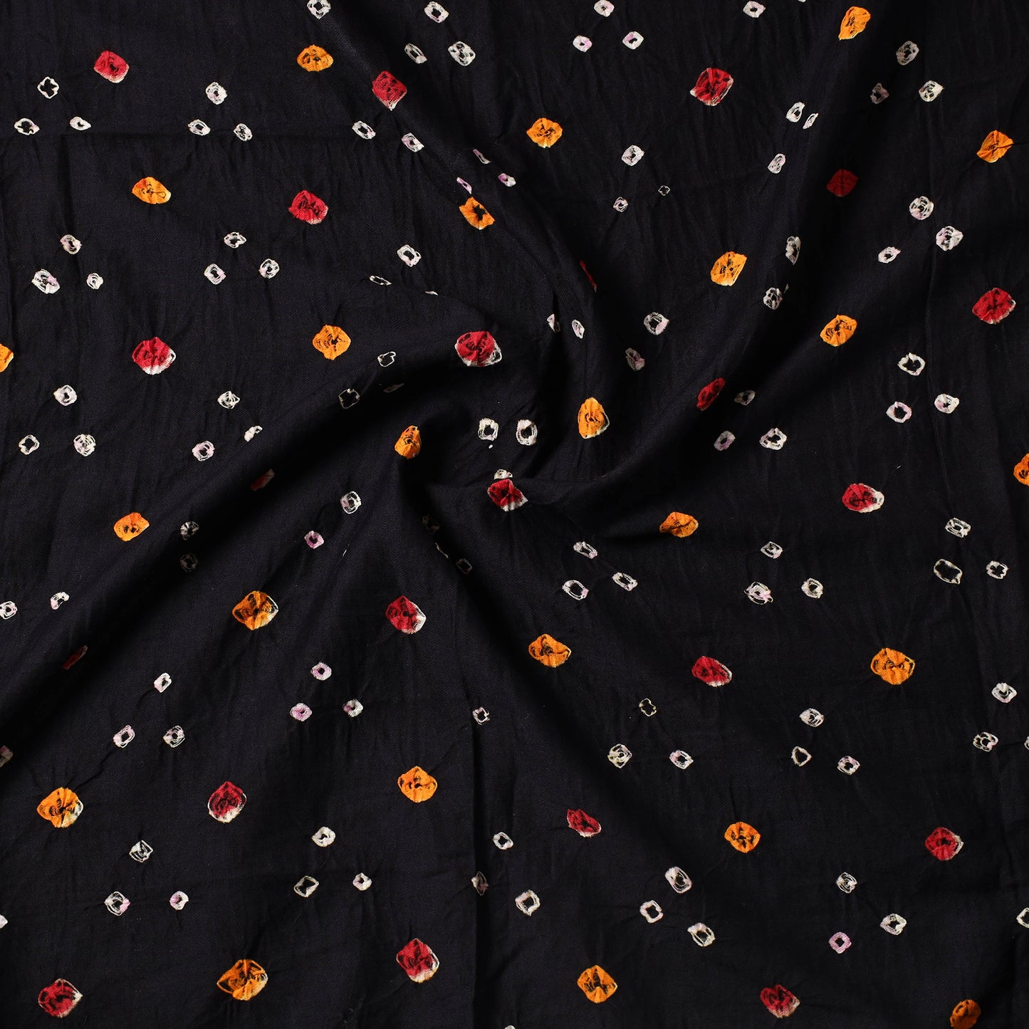 Black - Kutch Bandhani Tie-Dye Mul Cotton Precut Fabric (0.95 meter) 38