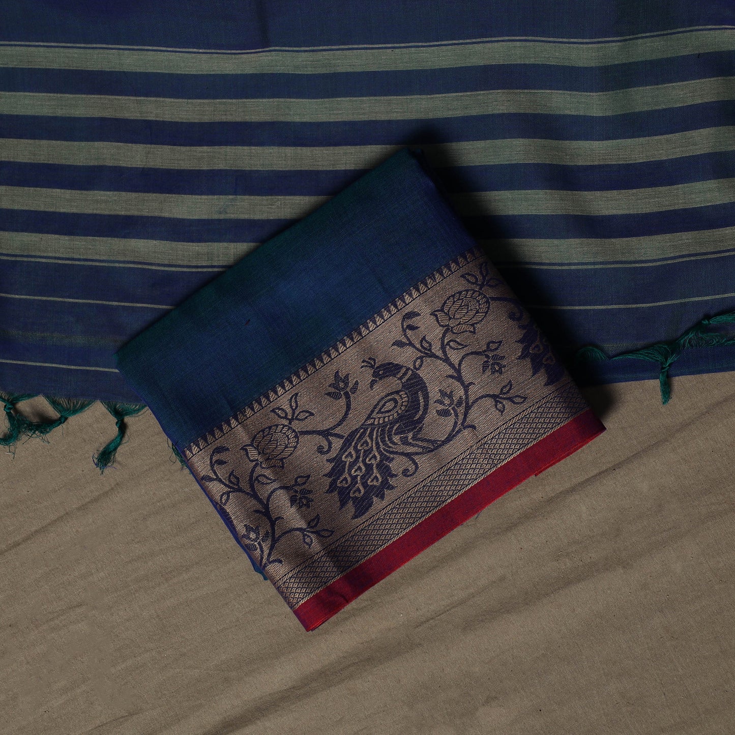 Dharwad Cotton 3pc Unstitched Dress Material Suit Set with Woven Border 61