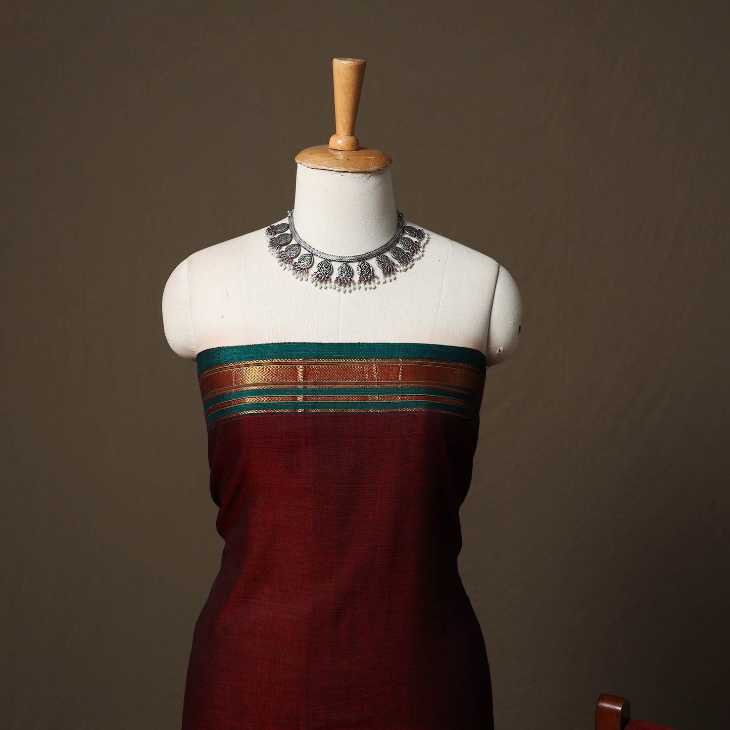 Dharwad Cotton 3pc Unstitched Dress Material Suit Set with Woven Border 60