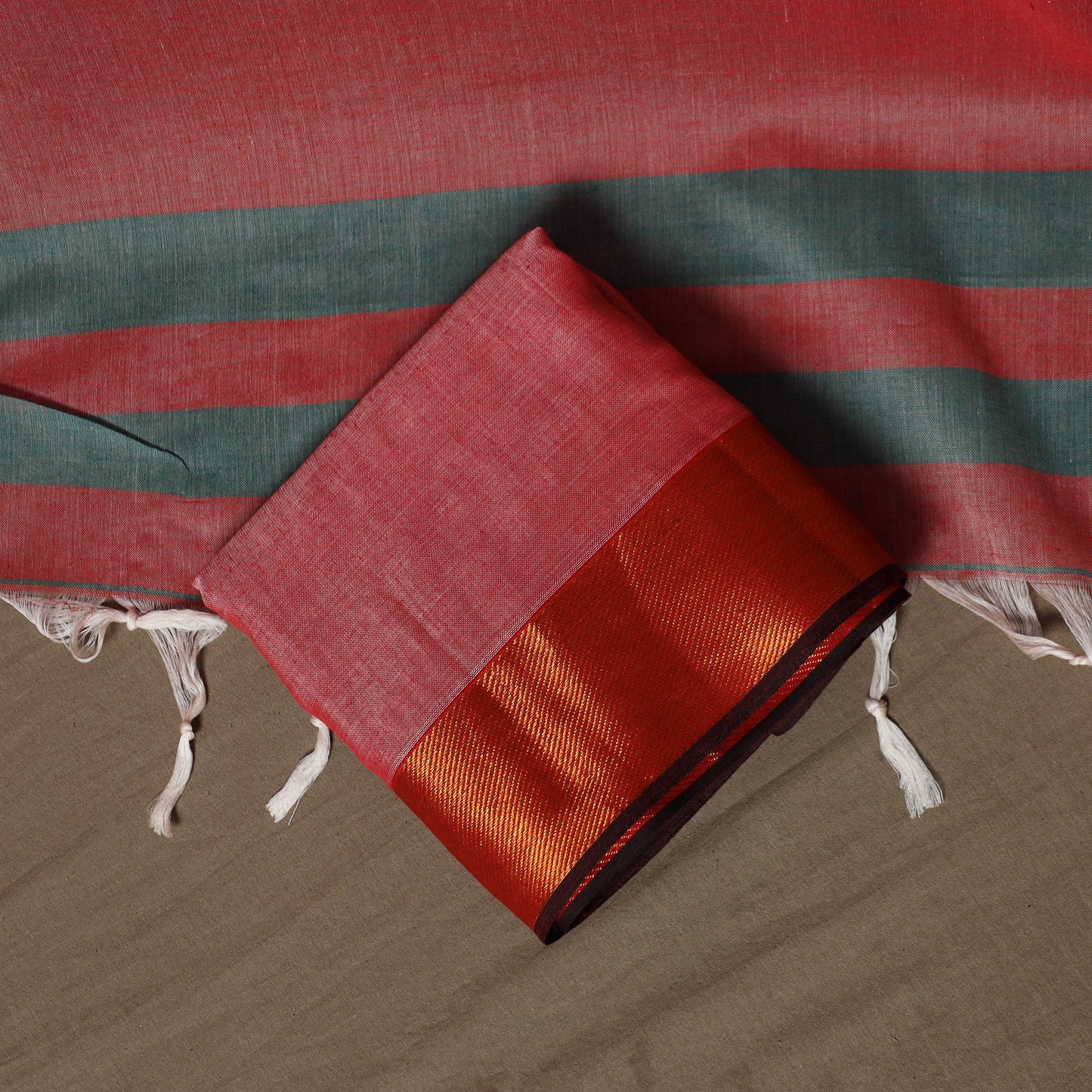 Dharwad Cotton 3pc Unstitched Dress Material Suit Set with Woven Border 57
