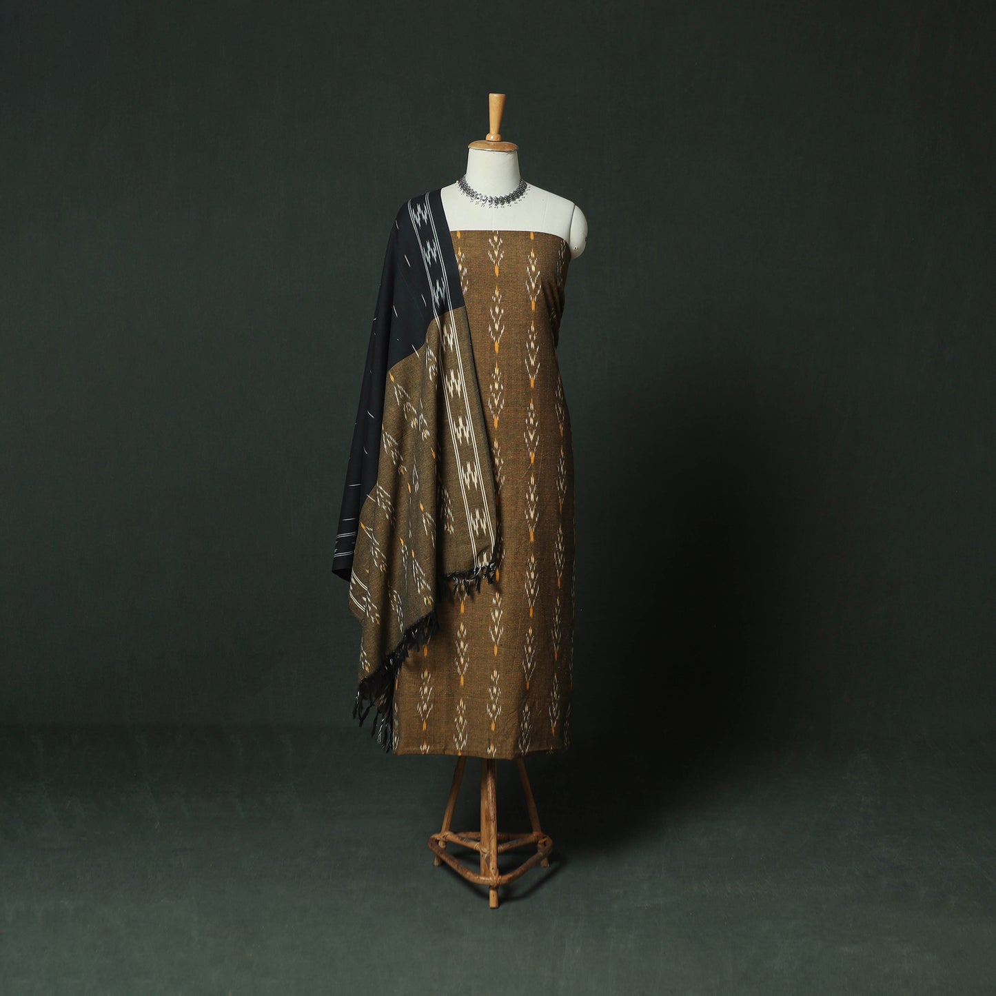 Pochampally Ikat Woven Cotton 3pc Unstitched Dress Material Suit Set 20