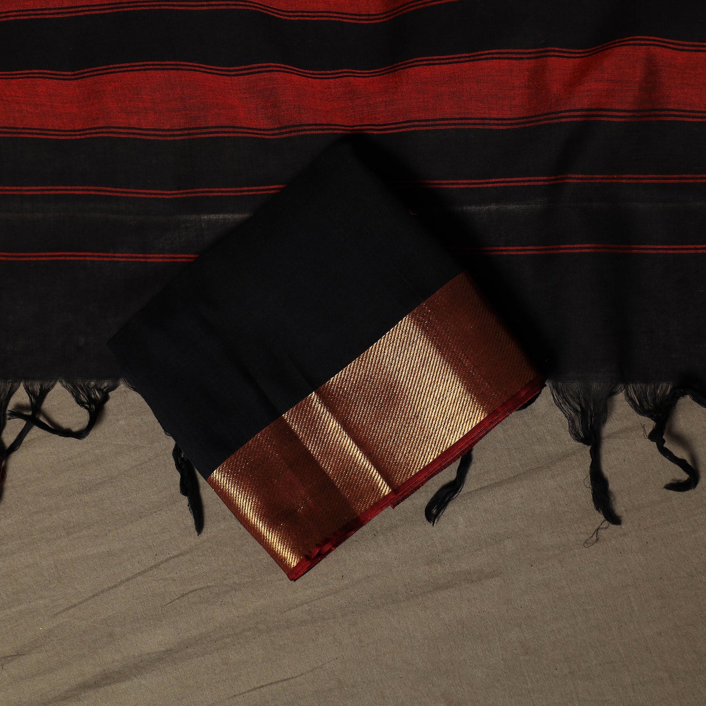 Dharwad Cotton 3pc Unstitched Dress Material Suit Set with Woven Border 55