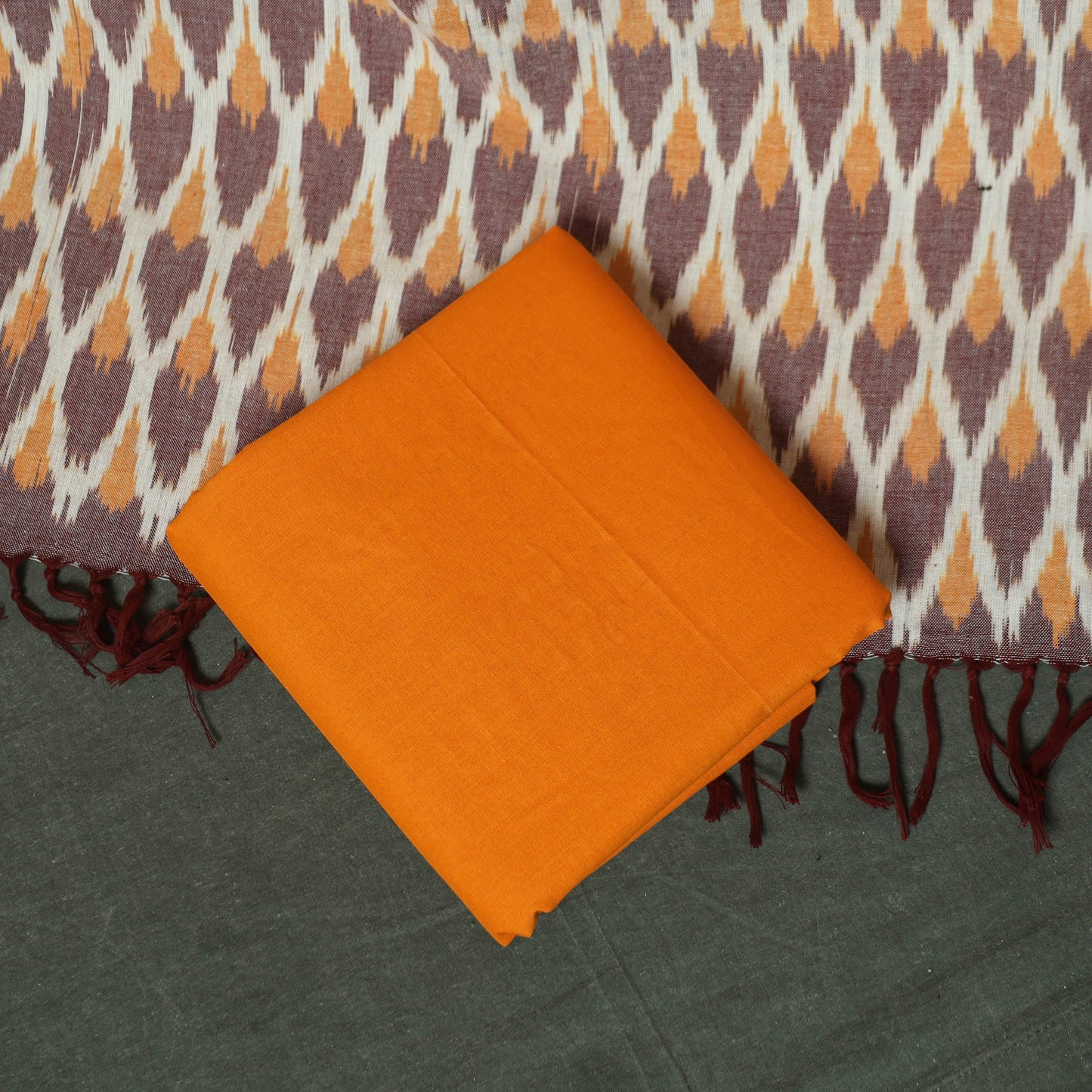 Pochampally Ikat Woven Cotton 3pc Unstitched Dress Material Suit Set 21