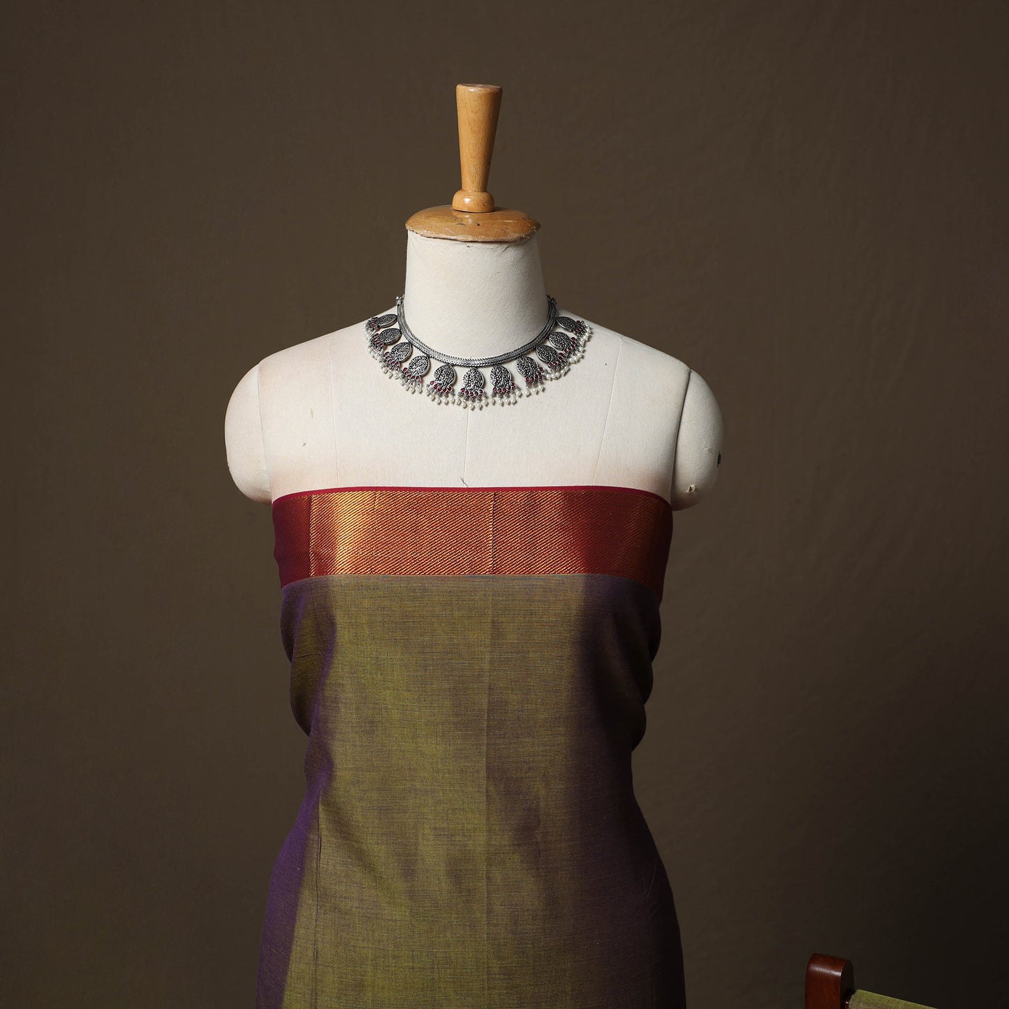 Dharwad Cotton 3pc Unstitched Dress Material Suit Set with Woven Border 52