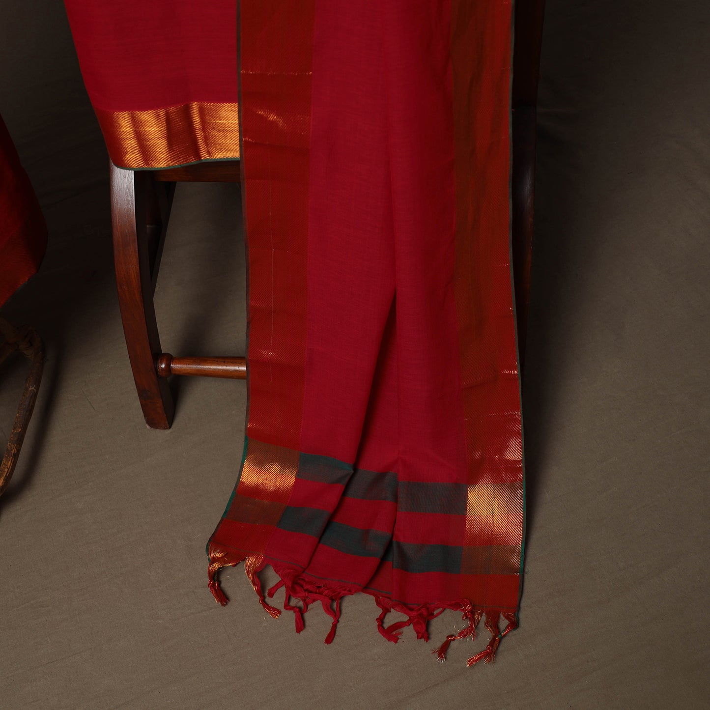 Dharwad Cotton 3pc Unstitched Dress Material Suit Set with Woven Border 50