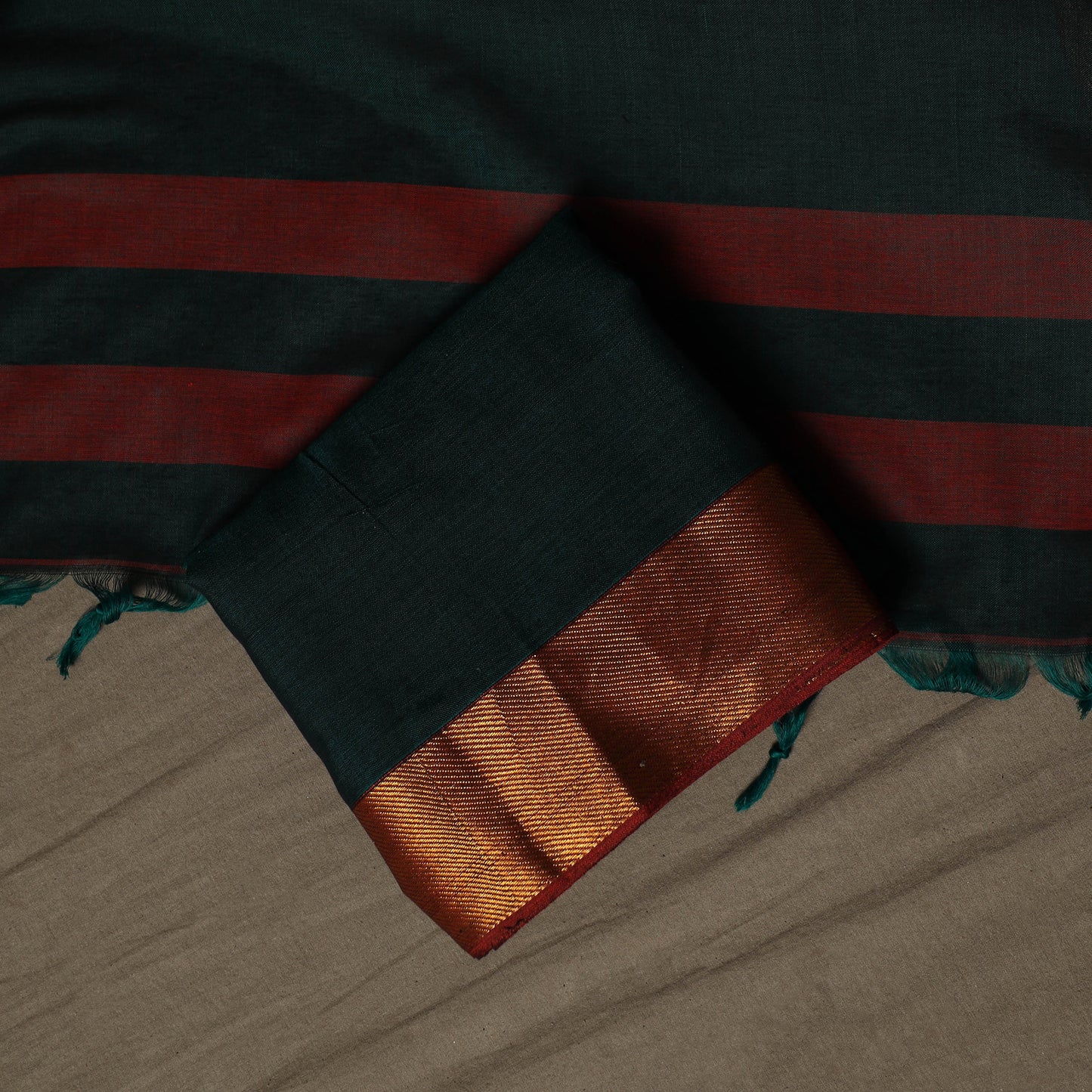 Dharwad Cotton 3pc Unstitched Dress Material Suit Set with Woven Border 48