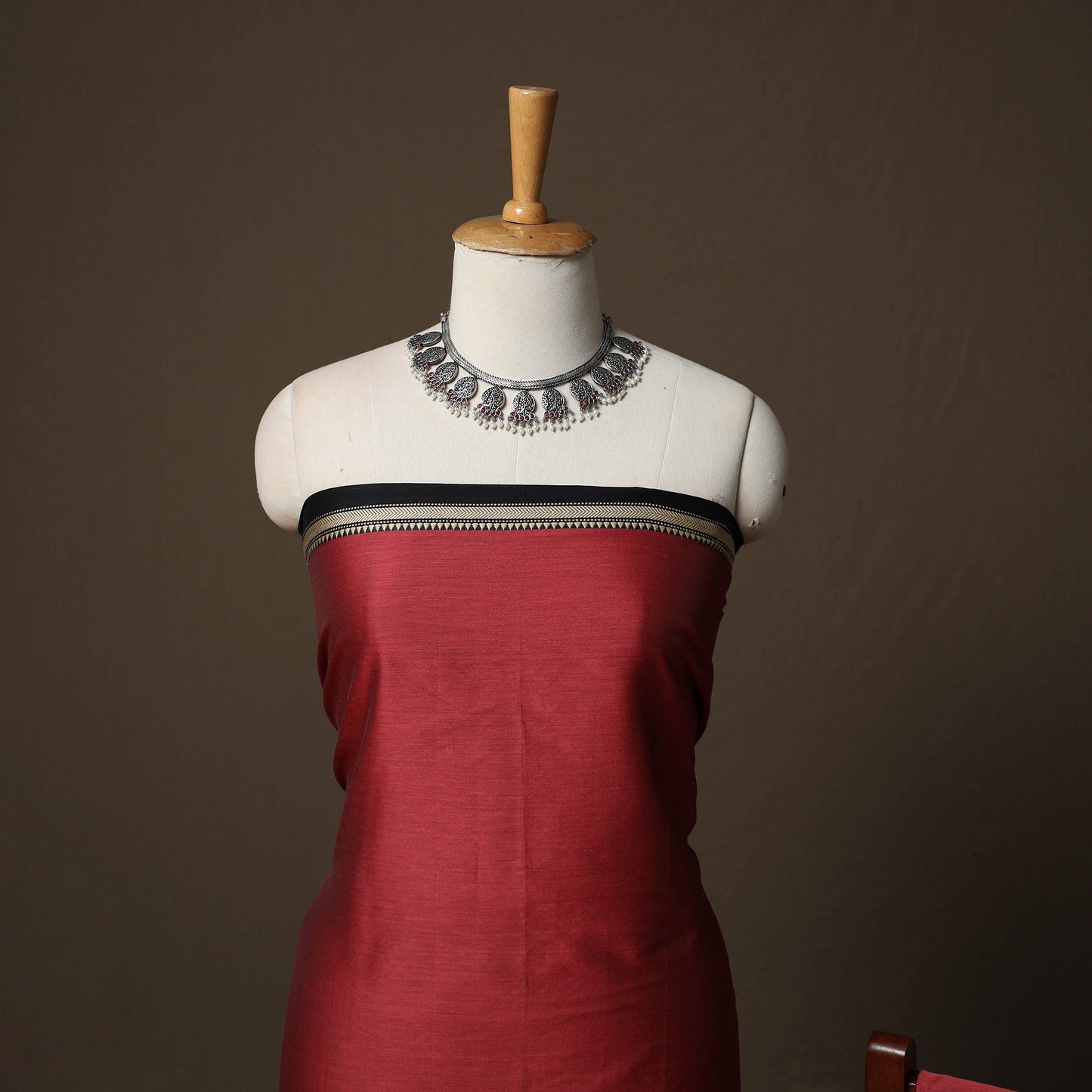 Dharwad Cotton 3pc Unstitched Dress Material Suit Set with Woven Border 45
